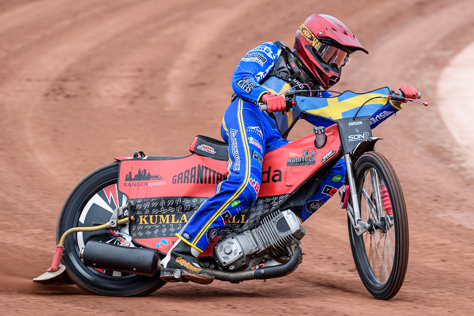 Rasmus Karlsson of Sweden practices during the Monster Energy FIM Speedway of Nations 2 (Under 21) Final at the National Speedway Stadium, Manchester on Friday 12th July 2024. (Photo: Ian Charles | MI News)