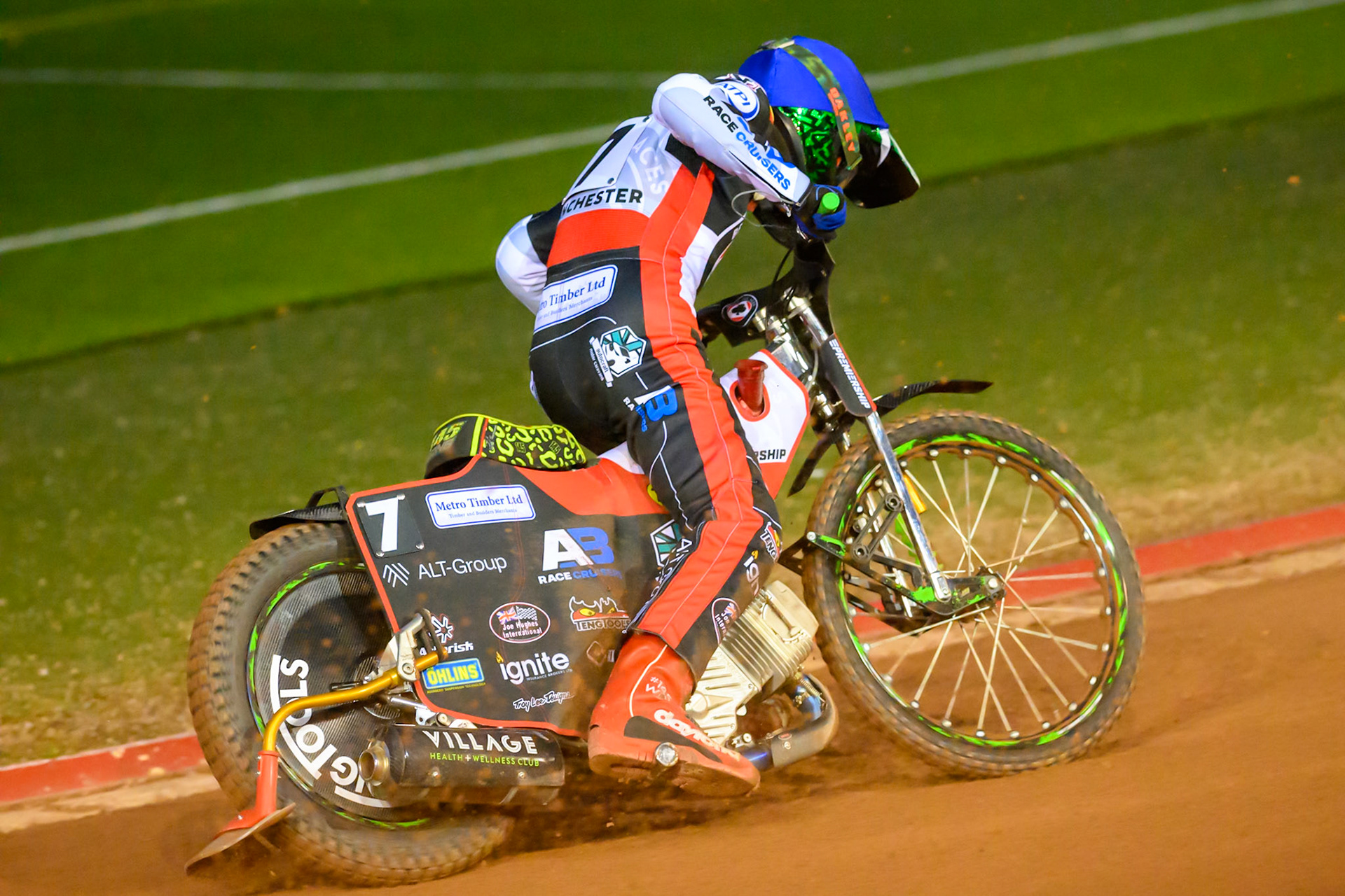 William Cairns of Belle Vue Aces  pulls up sharply with engine trouble during the Knockout Cup, Northern Section match between Belle Vue Aces and Sheffield Tigers at the National Speedway Stadium, Manchester on Monday 30th March 2026. (Photo: Ian Charles | MI News)