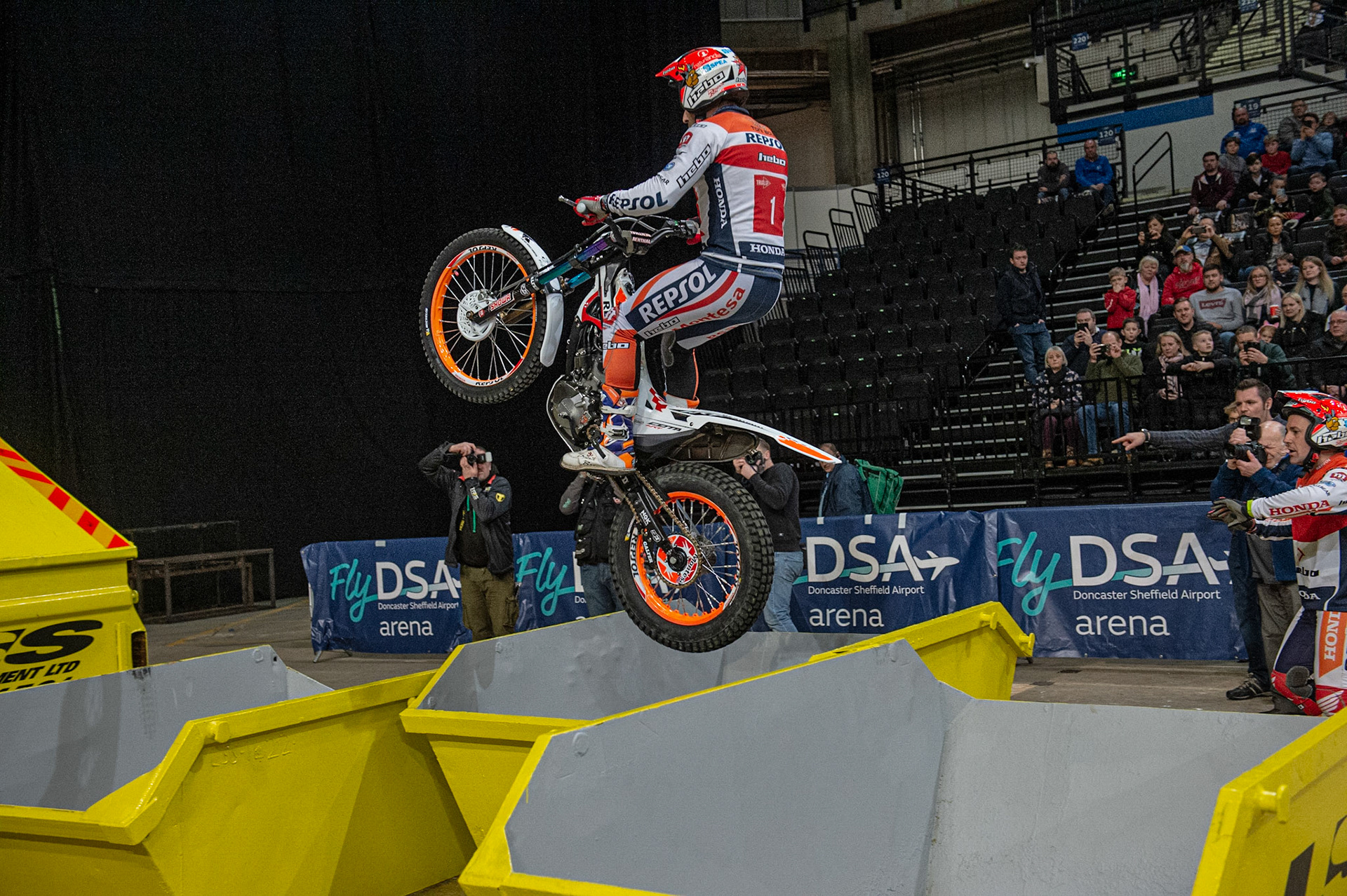 SHEFFIELD, ENGLAND  - DECEMBER 28TH  Tony Bou, Spain (Montessa) on Section 6, The Skips,  during the 25th Anniversary Sheffield Indoor Trial at the FlyDSA Arena, Sheffield on Saturday 28th December 2019. (Credit: Ian Charles | MI News)