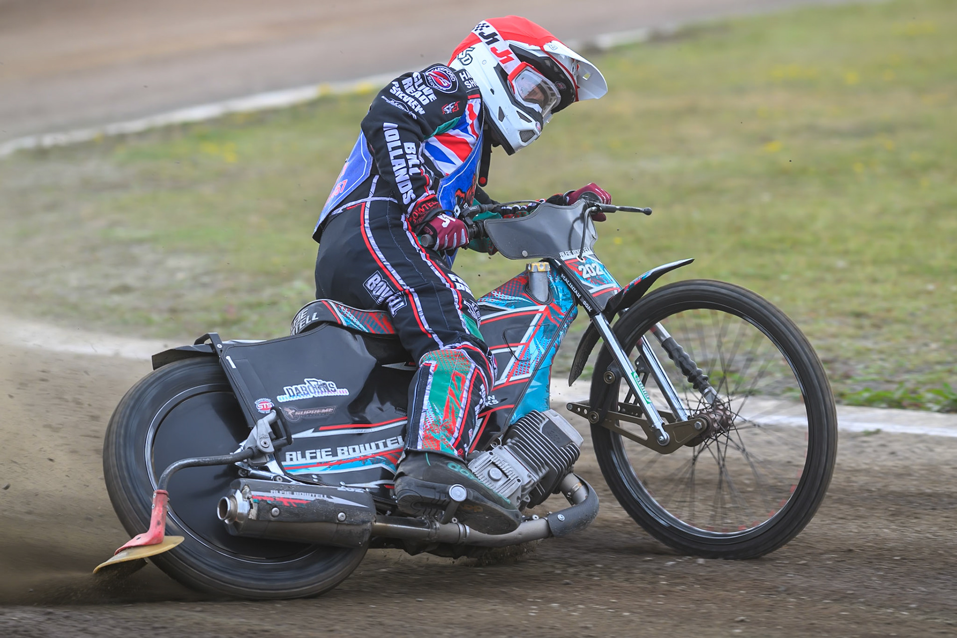 Alfie Bowtell of Buxton Bulls in action during the WSRA National Development League match between Buxton Bulls and Oxford Chargers at Hi-Edge Speedway, Buxton on Sunday 2nd August 2026. (Photo: Ian Charles | MI News)