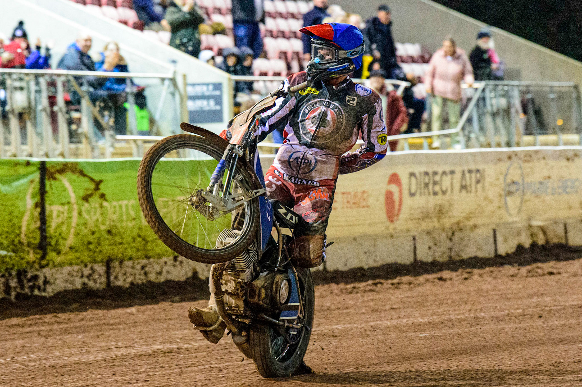 Matej Zagar celebrates with a wheelie  during the Grant Henderson Pairs at the National Speedway Stadium, Manchester on Thursday 27th October 2022. (Credit: Ian Charles | MI NEWS)