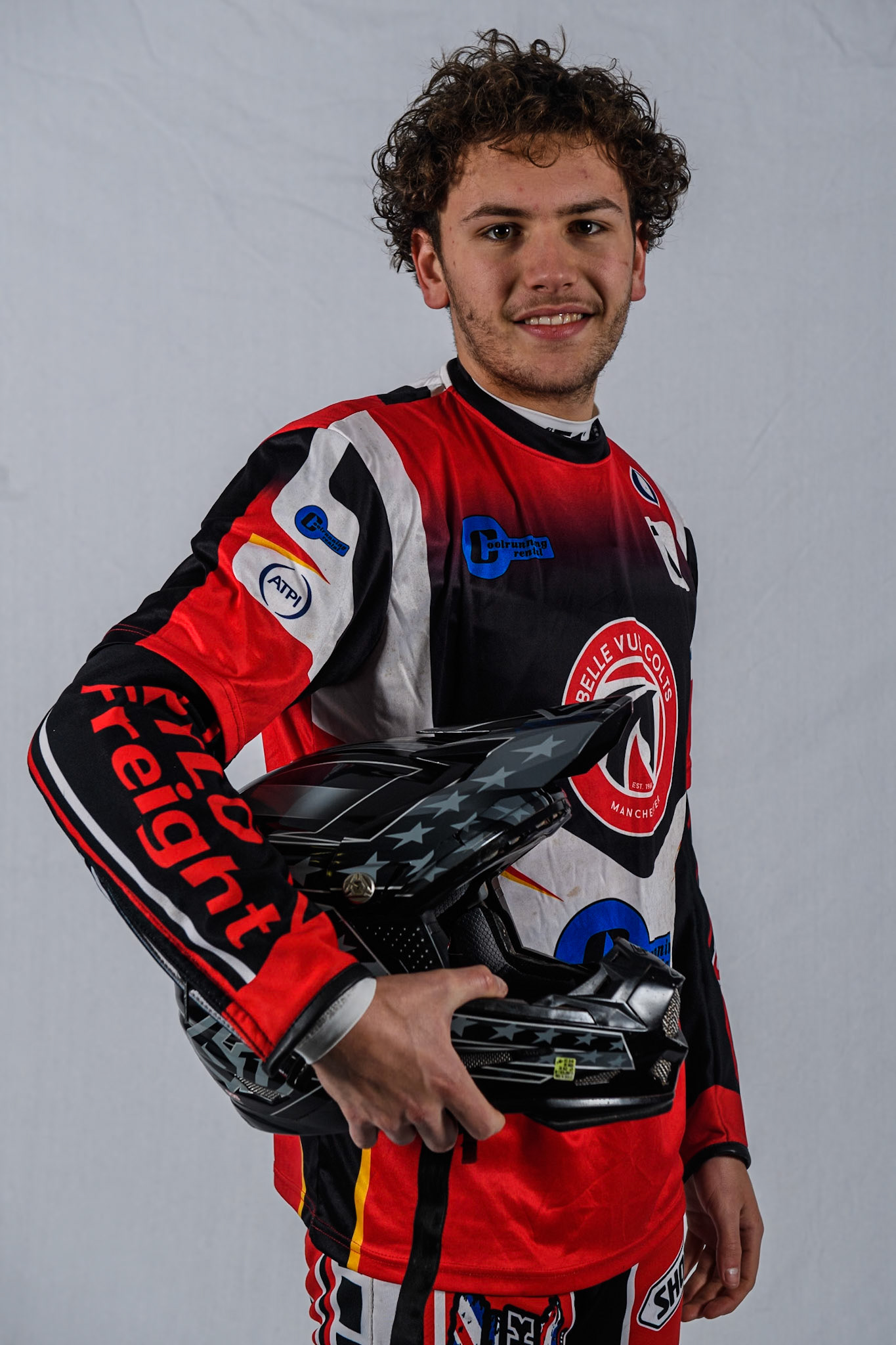 Belle Vue Colts' rider Harry McGurk during the Belle Vue Aces Media Day at the National Speedway Stadium, Manchester on Monday 11th March 2024. (Photo: Ian Charles | MI News)