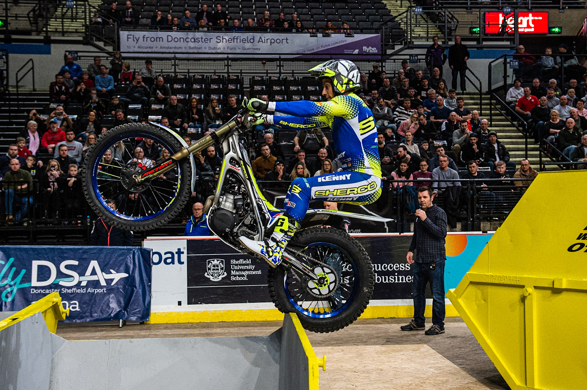 SHEFFIELD, ENGLAND  - DECEMBER 28TH  Jeroni Fajardo, Spain (Sherco) on Section 6  during the 25th Anniversary Sheffield Indoor Trial at the FlyDSA Arena, Sheffield on Saturday 28th December 2019. (Credit: Ian Charles | MI News)