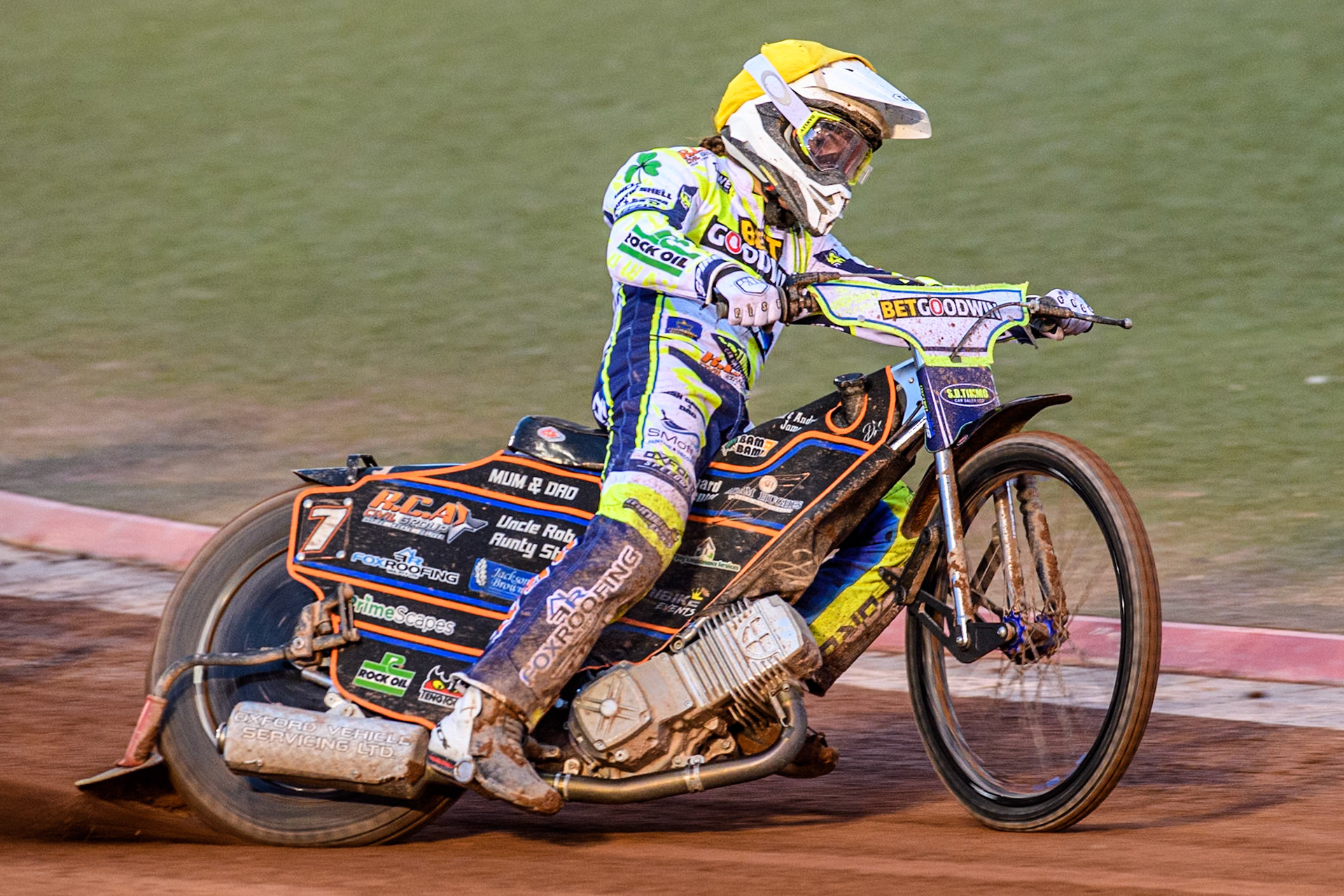 Oxford Spires' Luke Killeen in action during the Rowe Motor Oil Premiership match between Belle Vue Aces and Oxford Spires at the National Speedway Stadium, Manchester on Monday 14th April 2025. (Photo: Ian Charles | MI News)