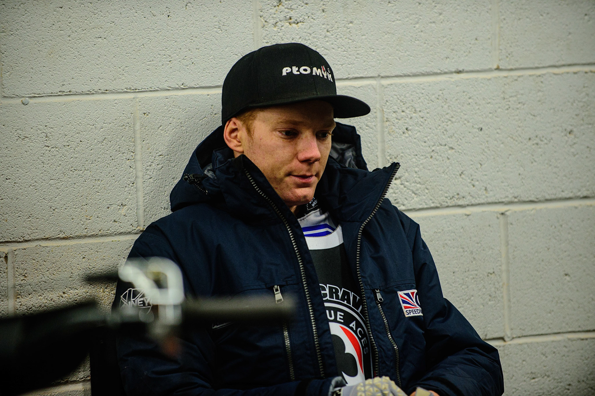 MANCHESTER, UK. OCT 23RD  Dan Bewley  relaxes during the interval during the Peter Craven Memorial Trophy event at the National Speedway Stadium, Manchester on Saturday 23rd October 2021. (Credit: Ian Charles | MI News)
