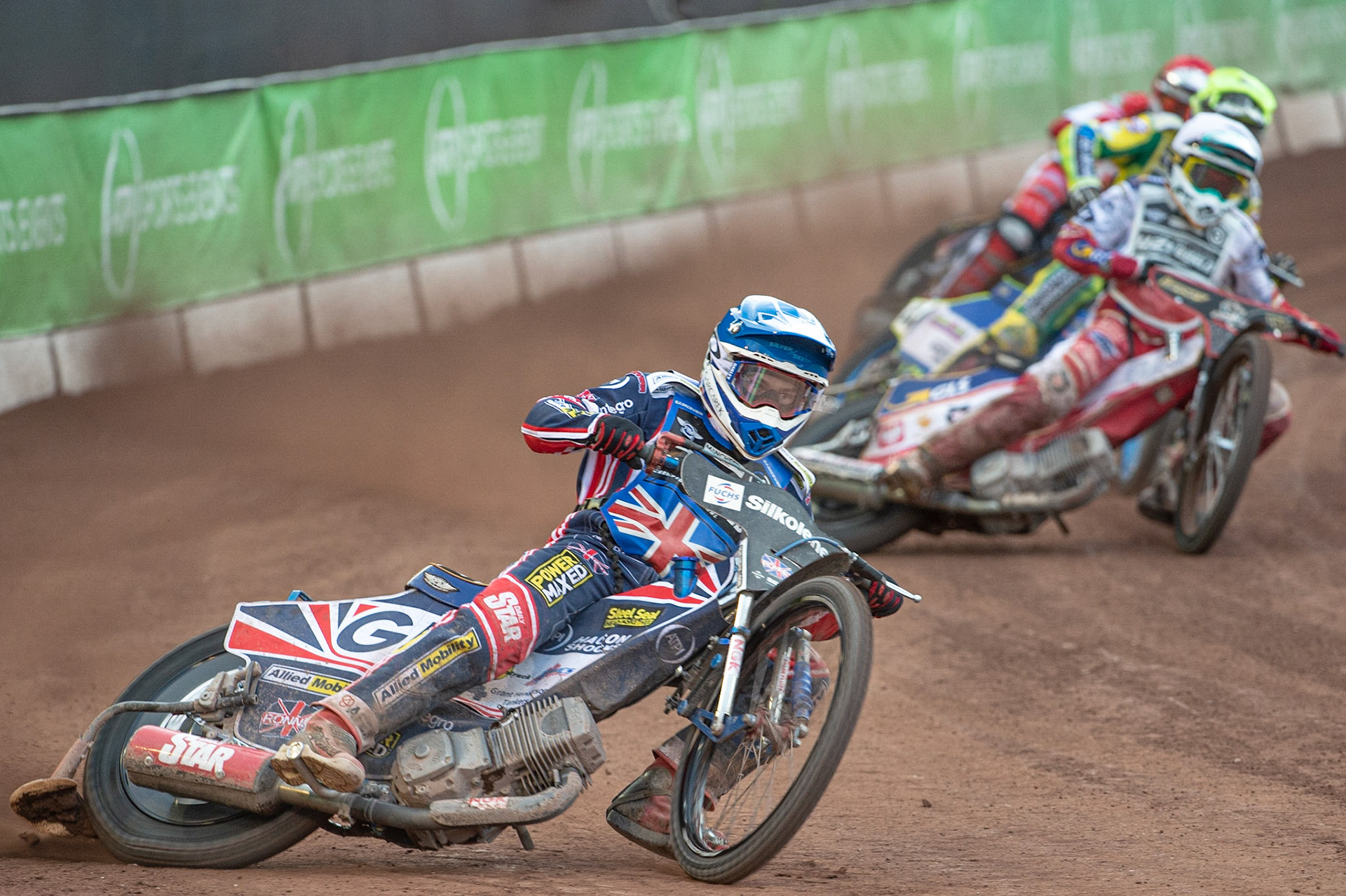 Photo: Ian Charles

Robert Lambert (Blue) leads Wiktor Lampart (White)Kye Thomson (Yellow) and Patrick Hansen (Red) 

FIM Team Speedway U-21 World Championship, National Speedway Stadium, Manchester Friday 12 July  2019