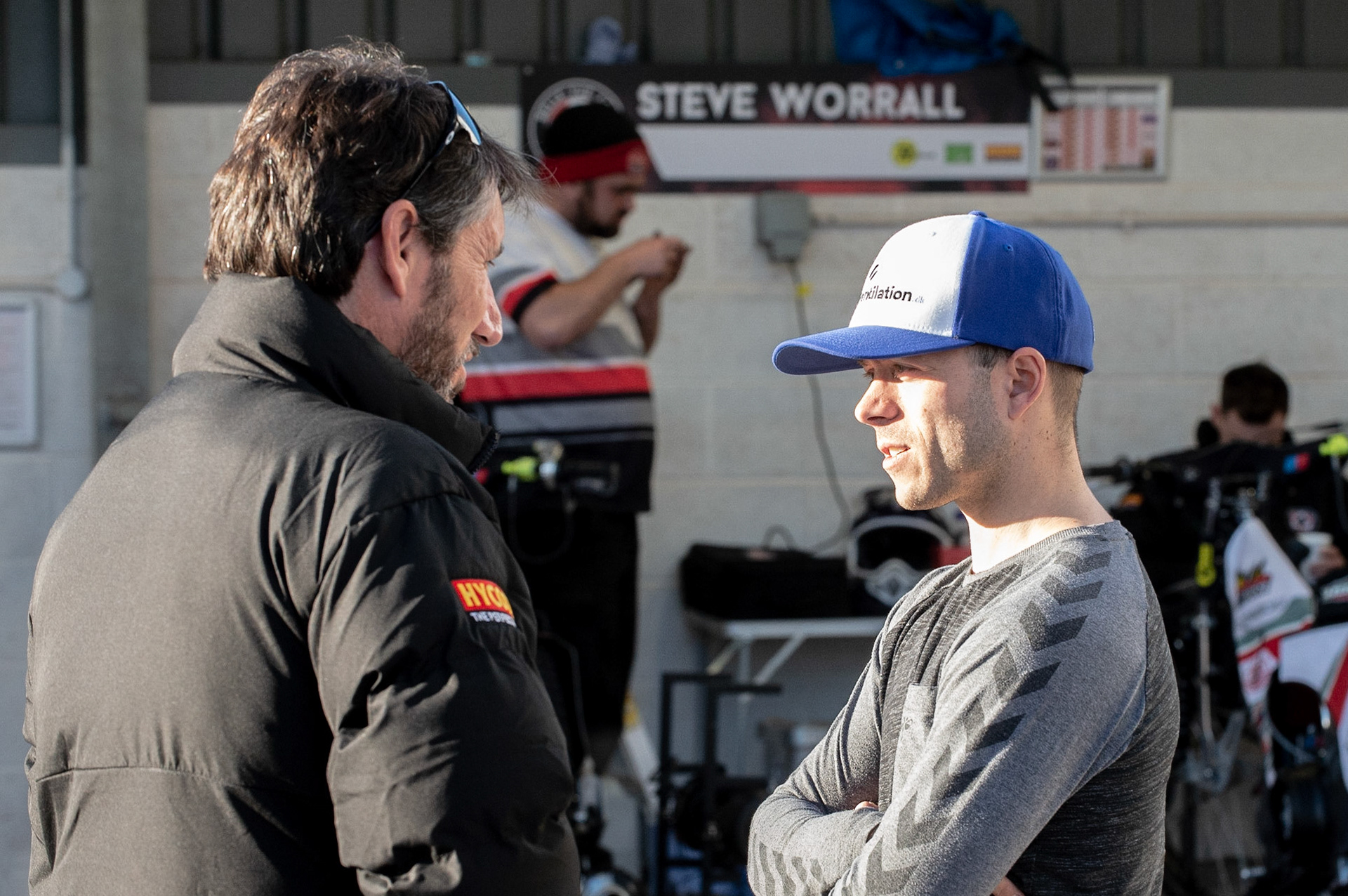 Photo by Ian Charles:

Mark Lemon (left) chats with Kenneth Bjerre

Belle Vue Aces v Peterborough Panthers, National Speedway Stadium, Manchester, Wednesday, 10, April, 2019