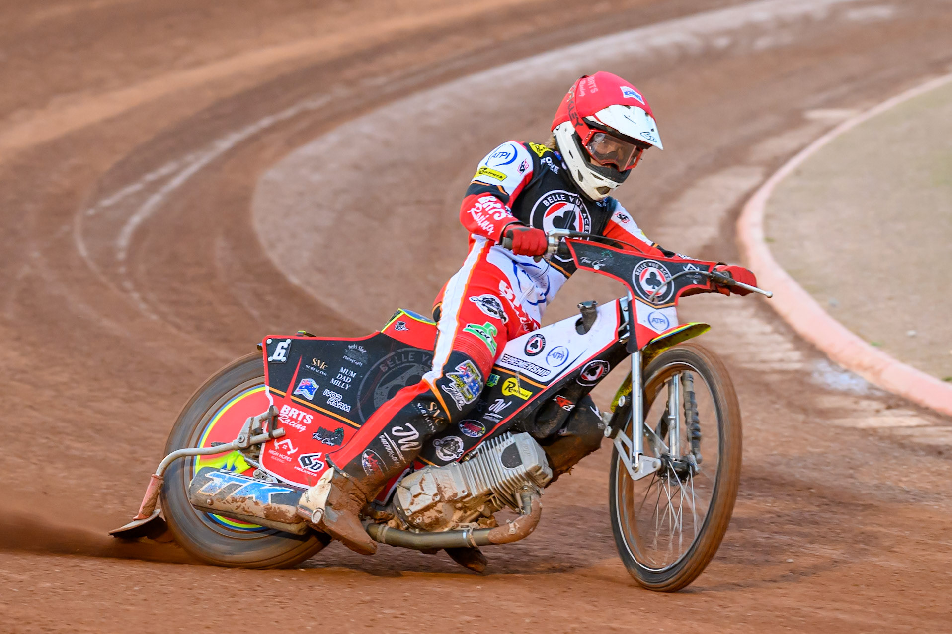Tate Zischke of Belle Vue Aces  in action during the Rowe Motor Oil Premiership match between Belle Vue Aces and Birmingham Brummies at the National Speedway Stadium, Manchester on Monday 18th August 2025. (Photo: Ian Charles | MI News)