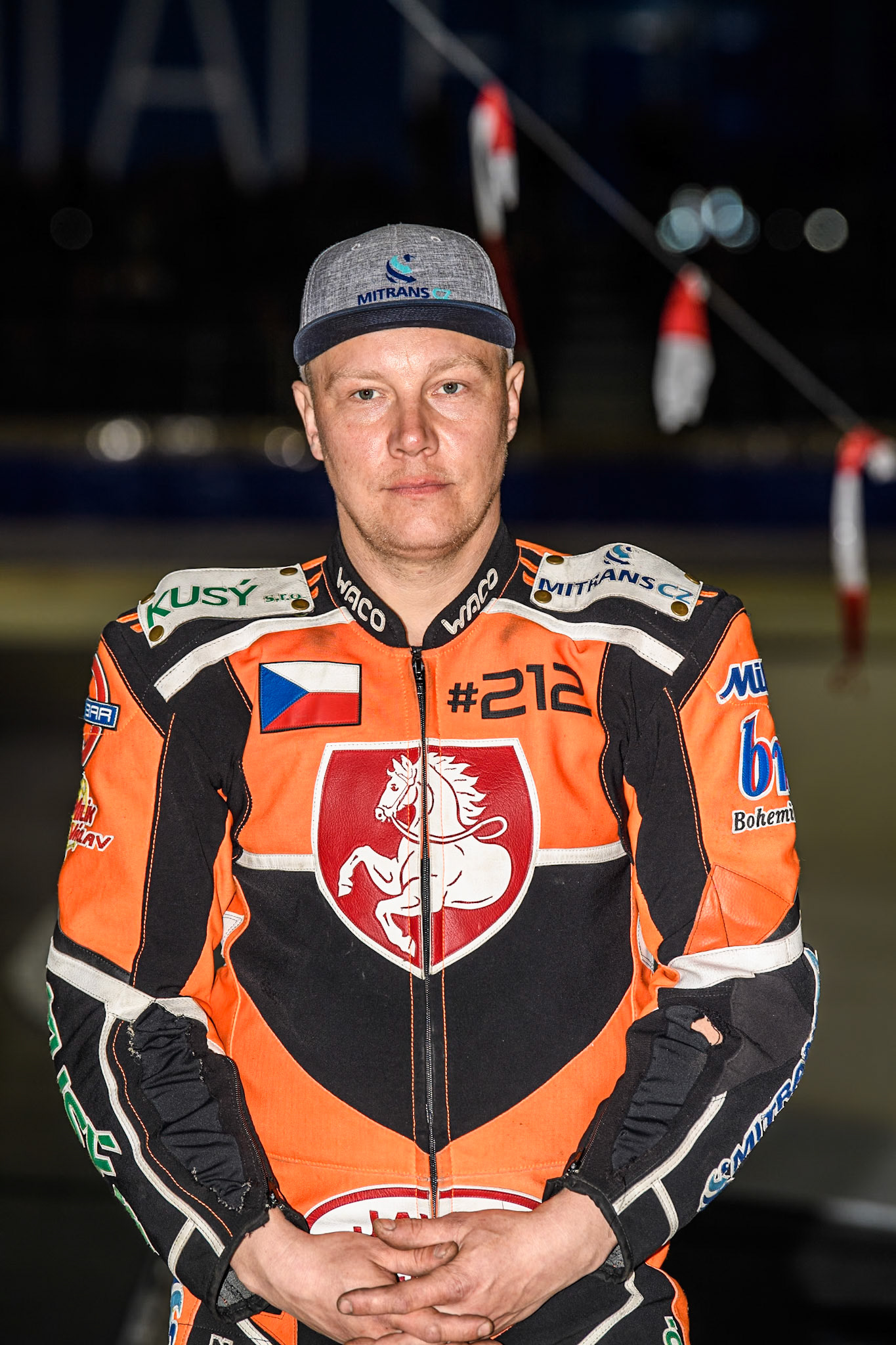 Reserve Czech Republic's Lukáš Hutla (18) during the FIM Ice Speedway Gladiators World Championship Final 3 at Ice Rink Thialf, Heerenveen on Saturday 6th April 2024. (Photo: Ian Charles | MI News)