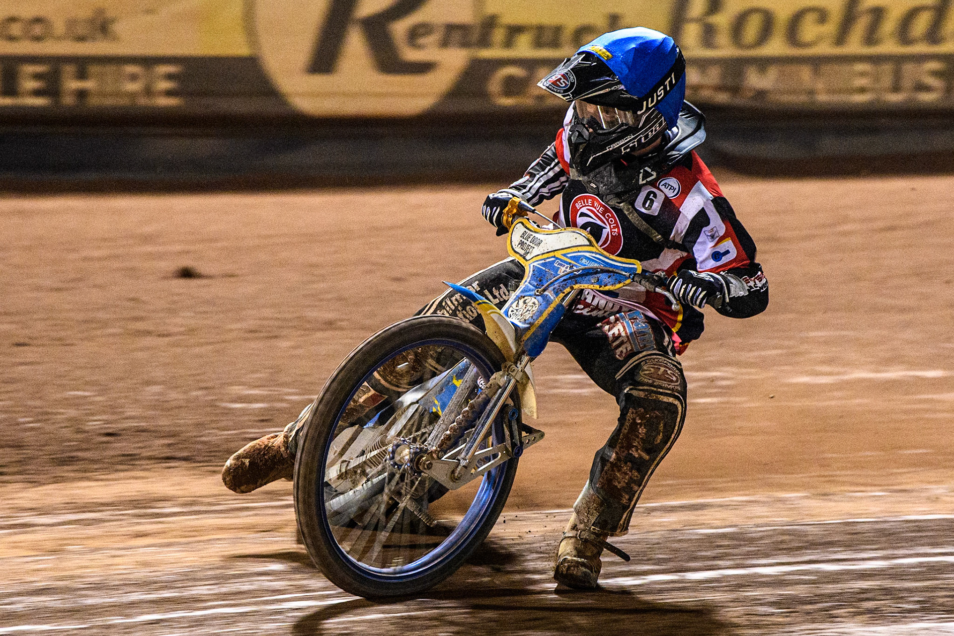 Jack Shimelt in action for for Belle Vue Cool Running Colts during the National Development League match between Belle Vue Colts and Leicester Lion Cubs at the National Speedway Stadium, Manchester on Friday 8th September 2023. (Photo: Ian Charles | MI News)