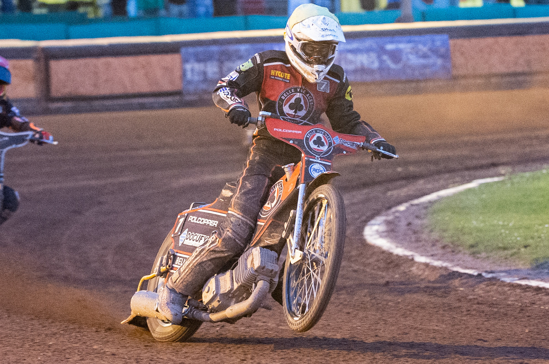Photo by Ian Charles:

Jaimon Lidsey  (Yellow) picks up some drive 

Wolverhampton Wolves v Belle Vue Aces, British Speedway Premiership 22 April 2019