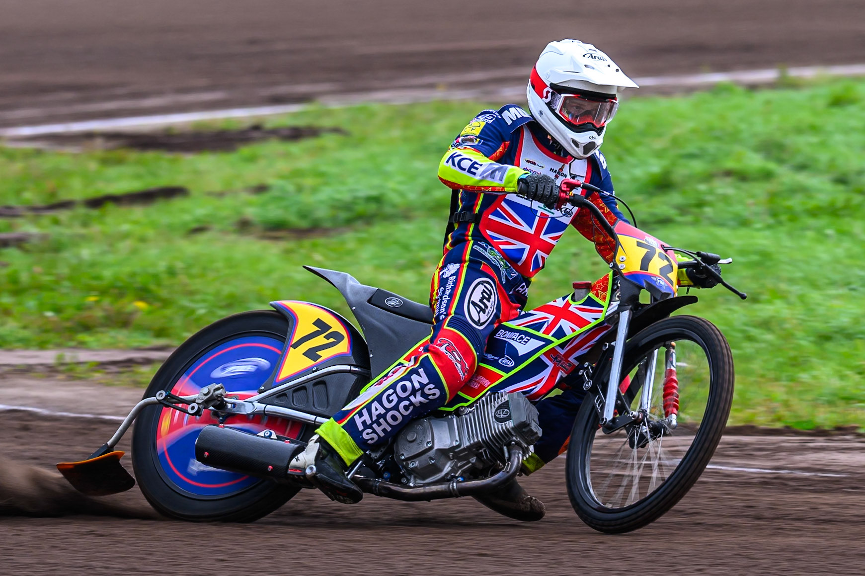 Jake Mulford (72) of Great Britain practices during the FIM Long Track World Championship Final 4, at the Speed Centre Roden, Netherlands on Sunday 21st September 2025. (Photo: Ian Charles | MI News)