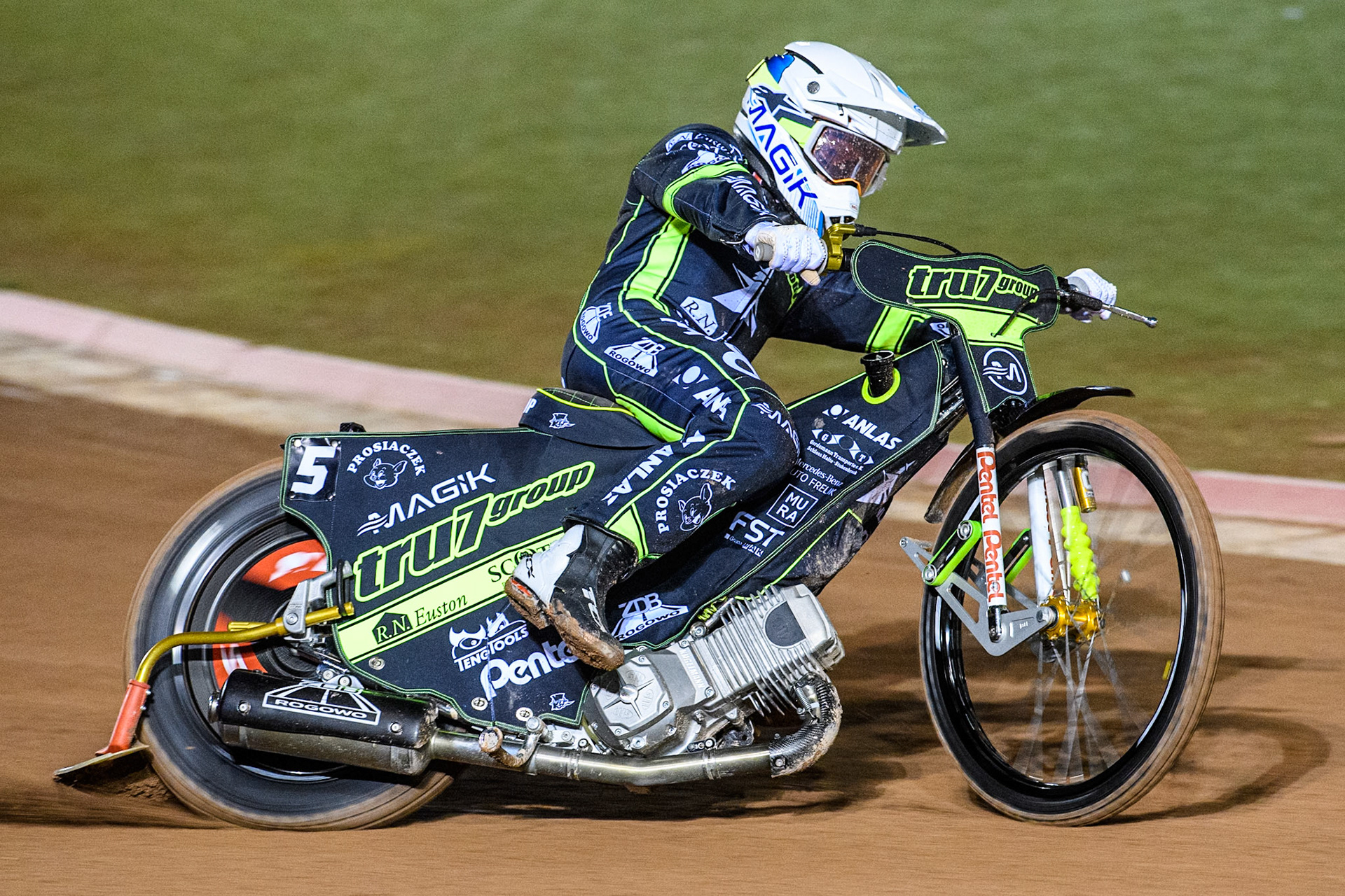 Emil Sayfutdinov of Ipswich Witches in action during the Premiership Cup Quarter Final 1st Leg match between Belle Vue Aces and Ipswich Witches at the National Speedway Stadium, Manchester on Monday 24th March 2025. (Photo: Ian Charles | MI News)