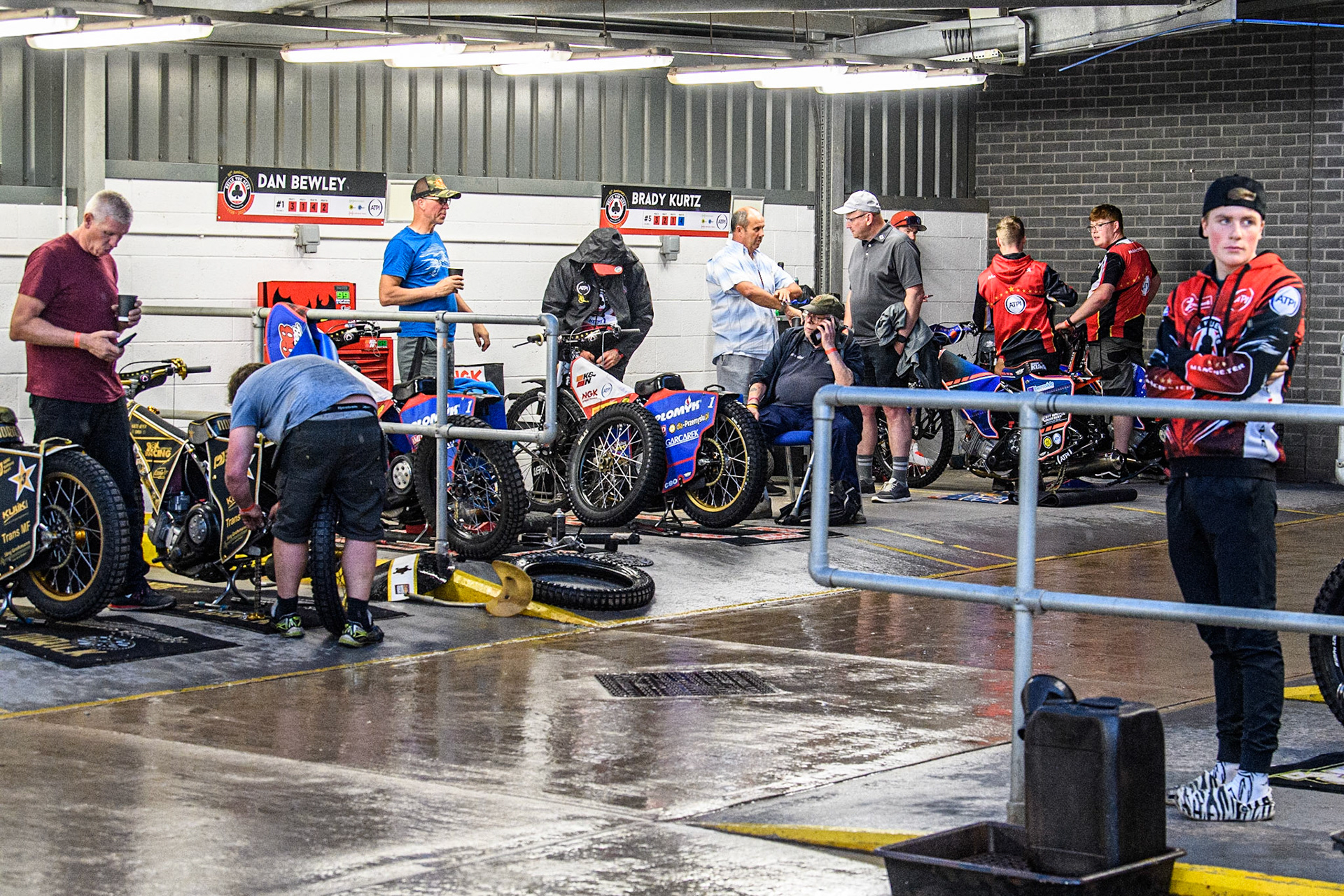 The pits after a sudden downpour prior to the Sports Insure Premiership match between Belle Vue Aces and King's Lynn Stars at the National Speedway Stadium, Manchester on Monday 12th June 2023. (Photo: Ian Charles | MI News)