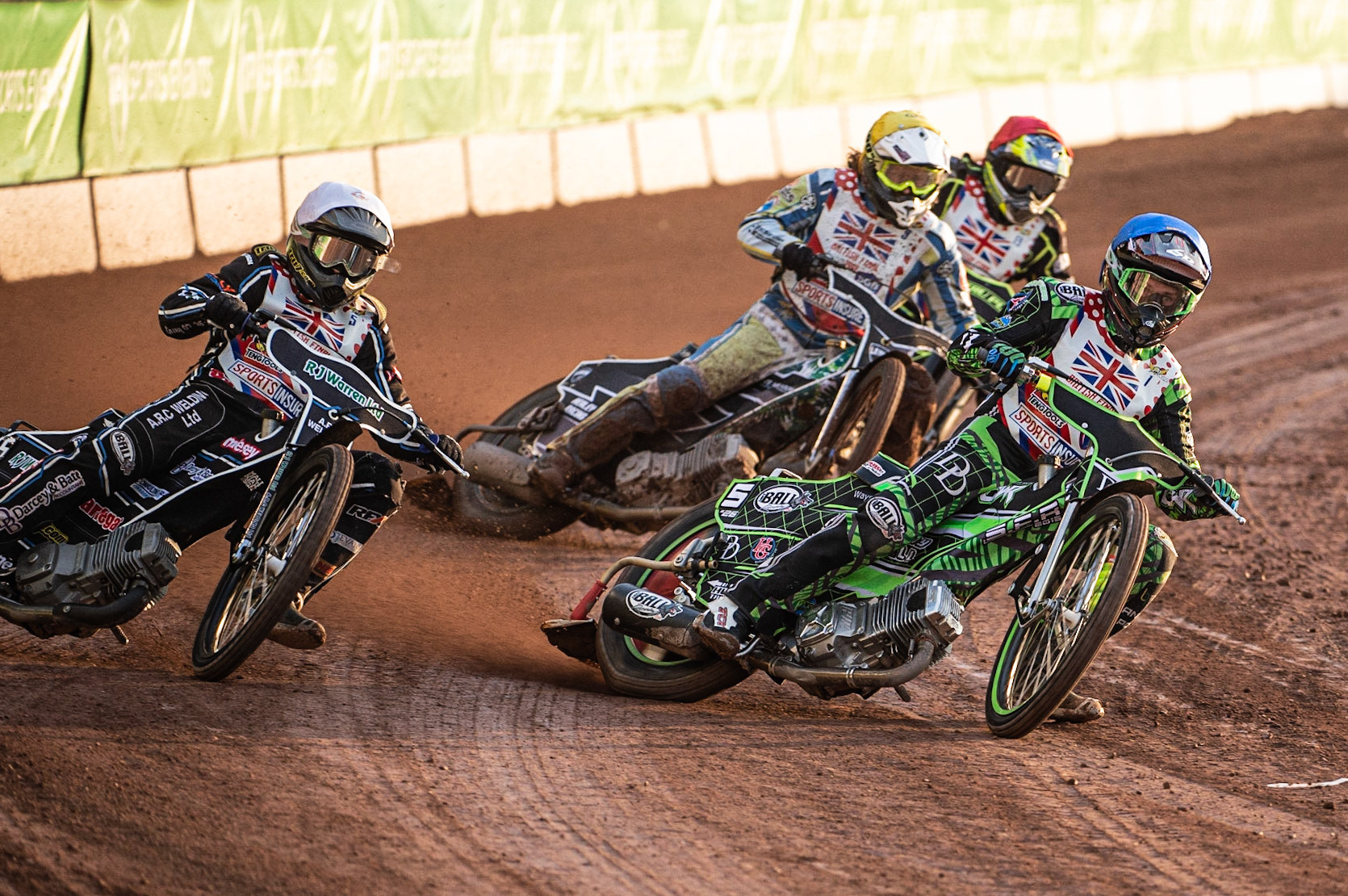 Photo: Ian Charles

Charles Wright (Blue) leads Danny King (White) Richard Lawson (Yellow) and Chris Harris (Red)

Sports Insure British Final,  Belle Vue National Speedway Stadium, Manchester Monday 29  July  2019