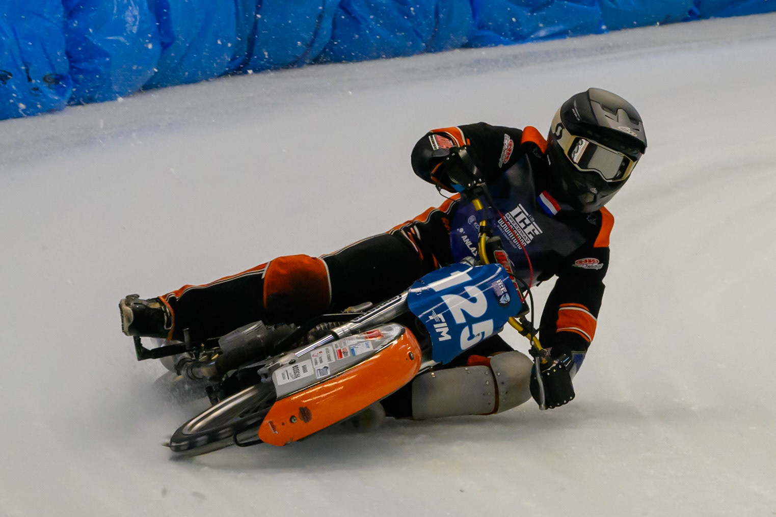 Sebastian Reitsma (125) of The Netherlands during Practice for the Ice Speedway Gladiators World Championship Finals at Max-Aicher-Arena, Inzell on Friday 13th March 2026. (Photo: Ian Charles | MI News)