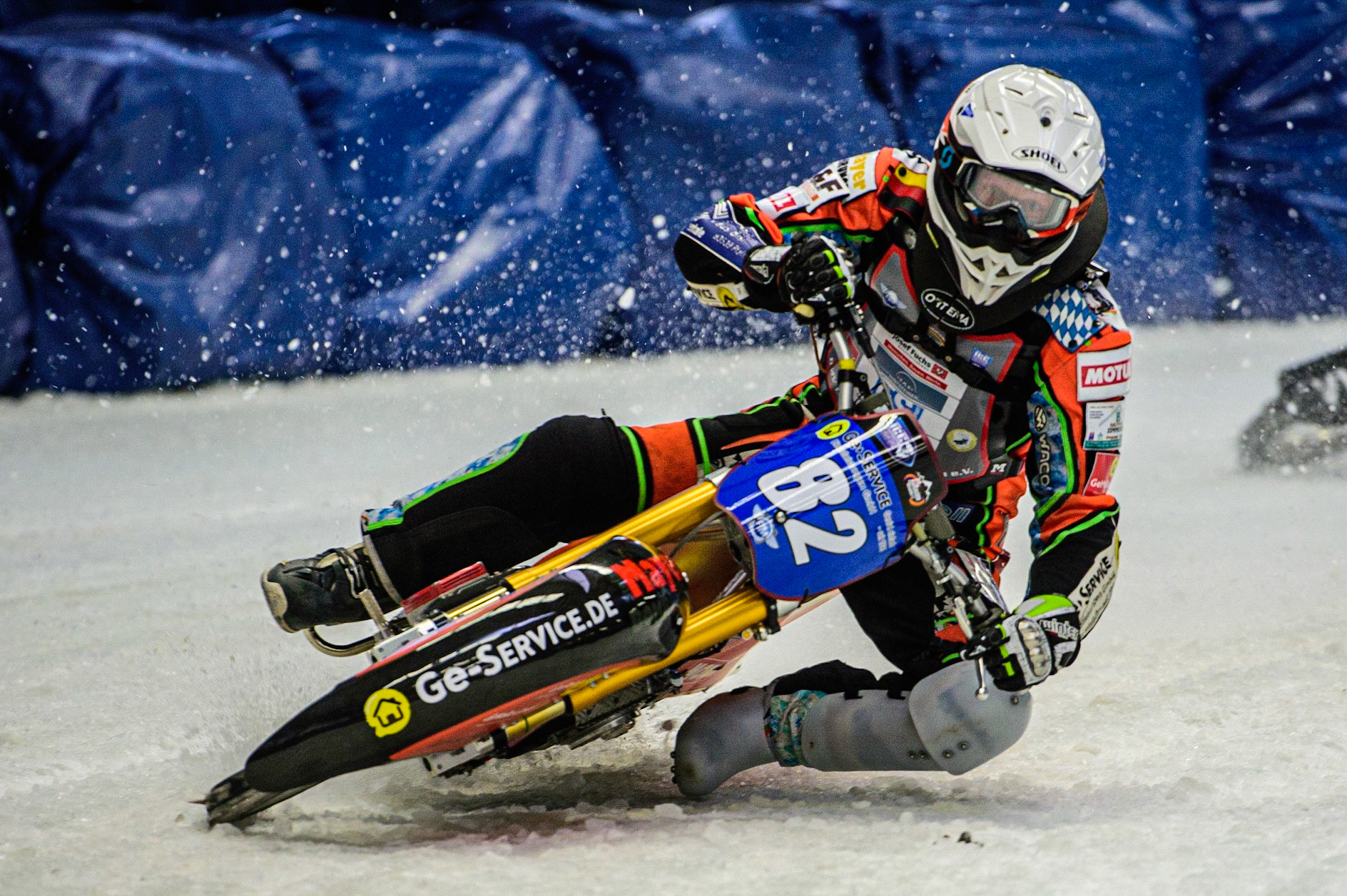 Markus Jell (82) in action during the Ice Speedway Gladiators World Championship Final 2 at Max-Aicher-Arena, Inzell, Germany on Sunday 19th March 2023. (Photo: Ian Charles | MI News)