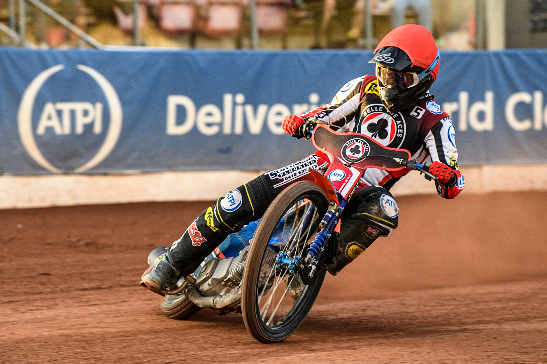 Brady Kurtz in action  for Belle Vue ATPI Aces during the Sports Insure Premiership match between Belle Vue Aces and Peterborough at the National Speedway Stadium, Manchester on Monday 19th June 2023. (Photo: Ian Charles | MI News)
