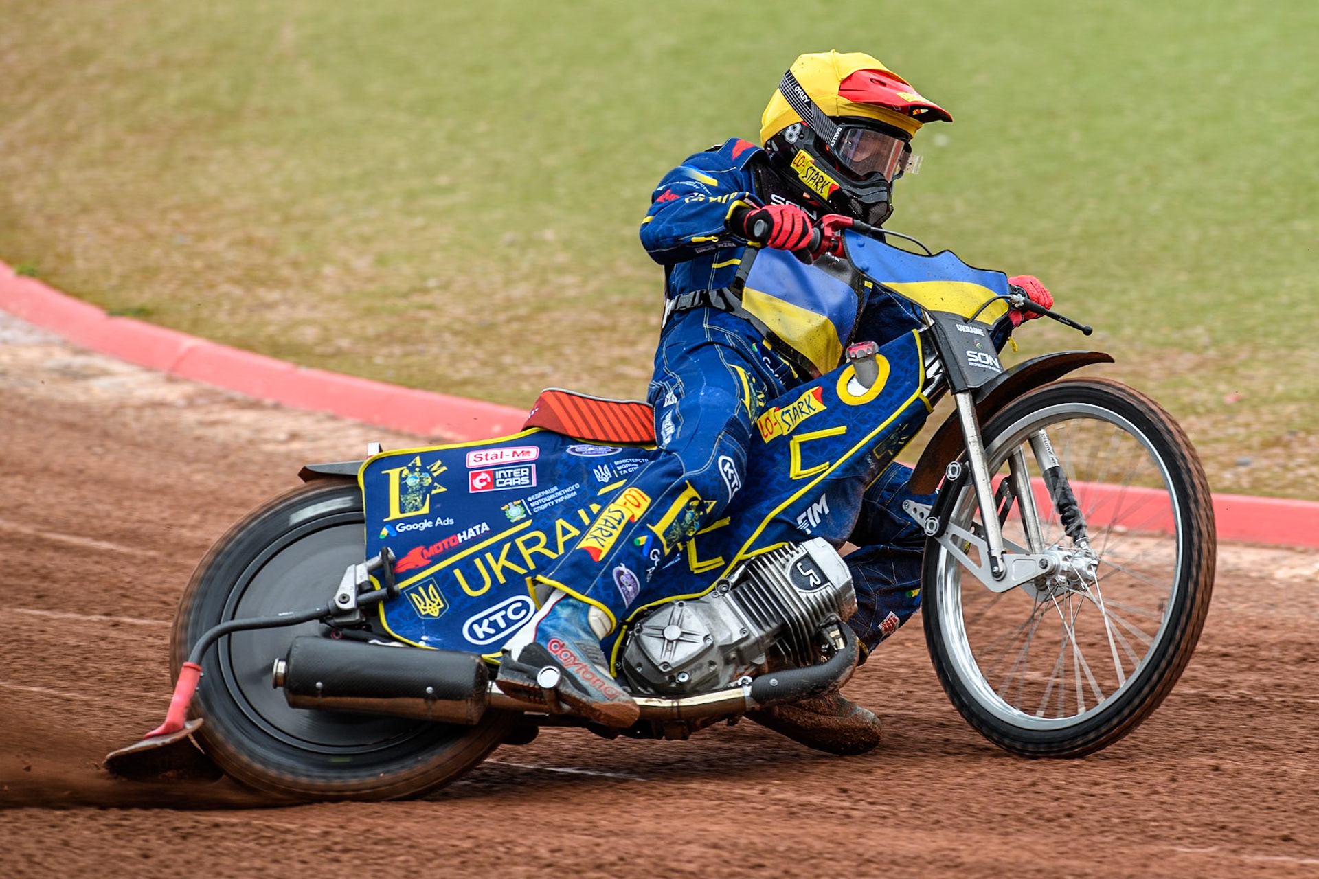 Marko Levishyn of Ukraine practices during the Monster Energy FIM Speedway of Nations Semi-Final 1 at the National Speedway Stadium, Manchester on Tuesday 9th July 2024. (Photo: Ian Charles | MI News)