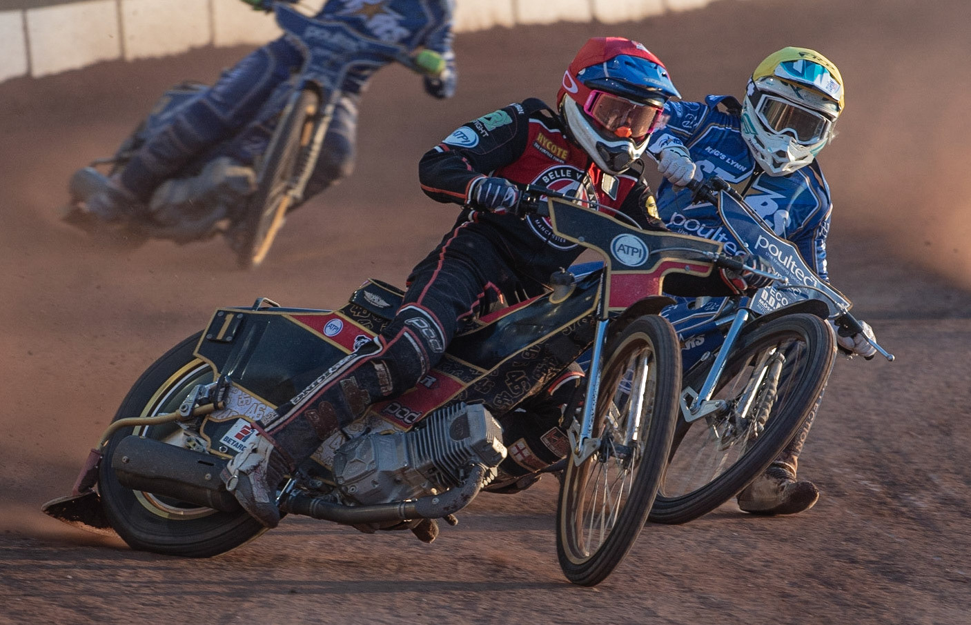 Photo: Ian Charles

​Max Fricke  (Red) passes ​Erik Riss​​ (Yellow)

Belle Vue Aces v Kings Lynn Stars, British Speedway Premiership, Belle Vue National Speedway Stadium, Manchester, Thursday 16  May  2019