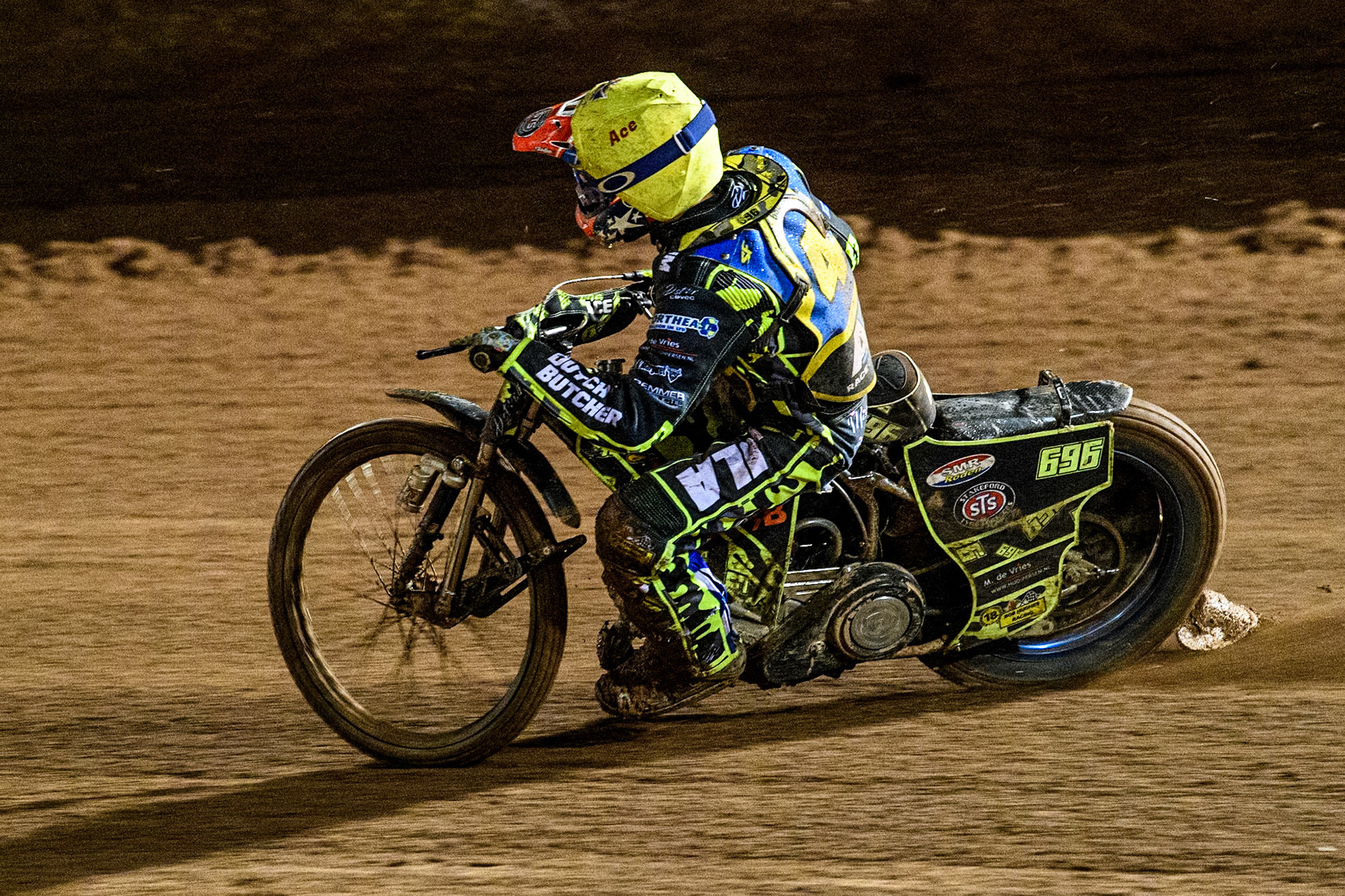 Sheffield Cubs' Ace Pijper in action during the WSRA National Development League match between Belle Vue Colts and Sheffield Tiger Cubs at the National Speedway Stadium, Manchester on Monday 7th October 2024. (Photo: Ian Charles | MI News)