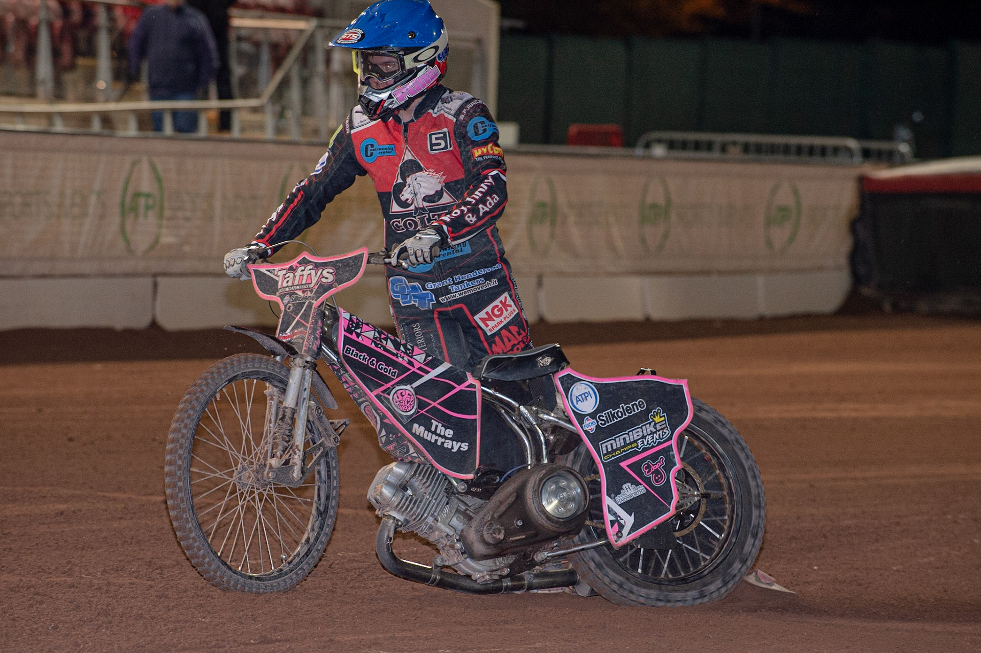 Photo: Ian Charles

Leon Flint  does a do-nut on the track

Belle Vue Colts v Leicester Lion Cubs, SGB National League KO Cup Final (2nd Leg), Belle Vue National Speedway Stadium, Manchester, Tuesday 29  October  2019