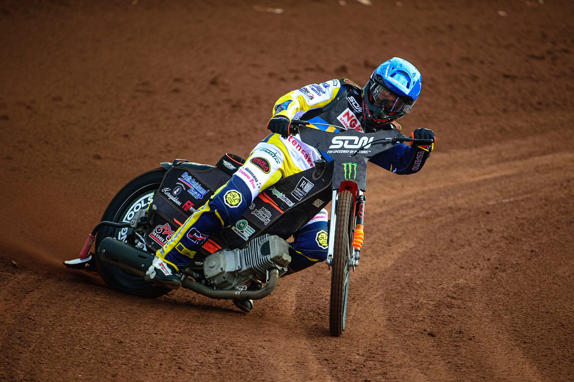 MANCHESTER, UK. OCT 16TH Jacob Thorsell of Sweden Practices during the Monster Energy FIM Speedway of Nations at the National Speedway Stadium, Manchester on Saturday  16th October 2021. (Credit: Ian Charles | MI News)
