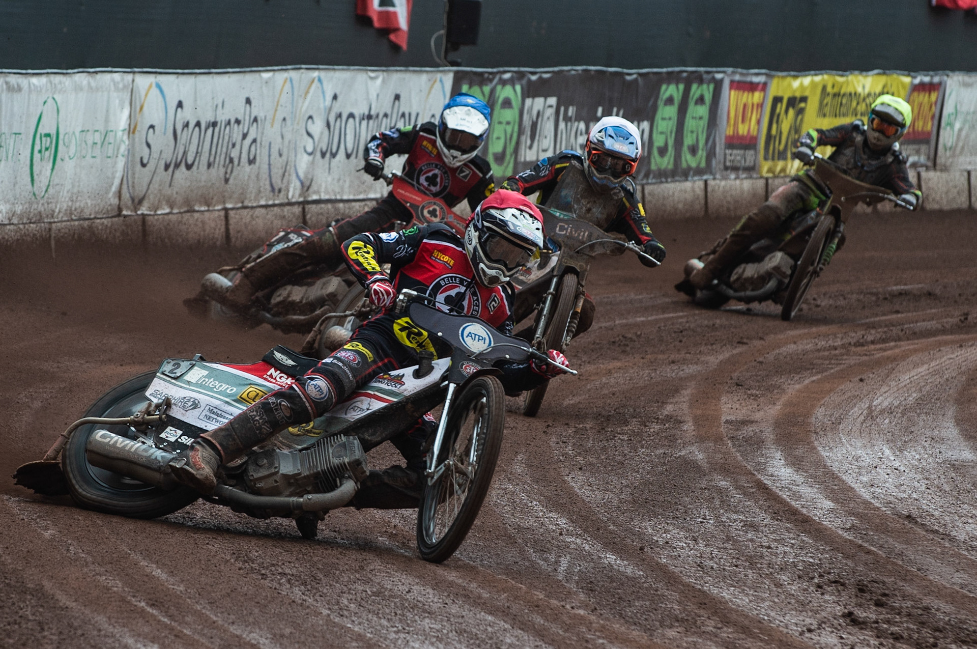 Photo by Ian Charles

Steve Worrall  (Red) leads Richie Worrall  (White) with Jaimon Lidsey (Blue) and Nicolaj Busk Jacobsen  (Yellow) behind


Belle Vue Aces v Poole Pirates, British Speedway Premiership, Belle Vue National Speedway Stadium, Manchester, Monday 6  May  2019