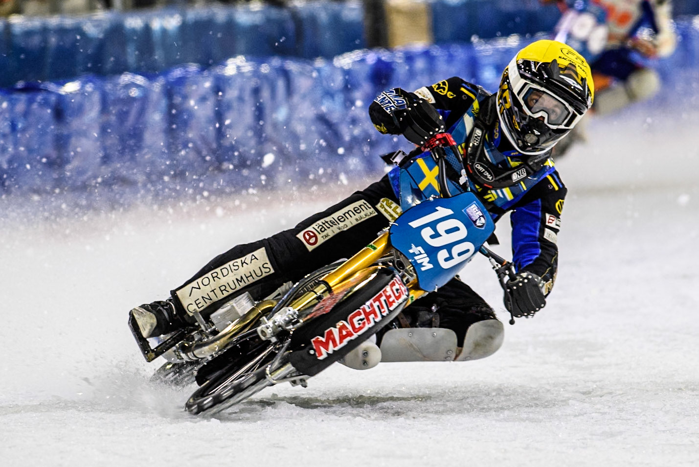 Martin Haarahiltunen (199) of Sweden in action during the FIM Ice Speedway Gladiators World Championship, Final 4 at the Ice Stadium, Thialf, Heerenveen on Sunday 6th April 2025. (Photo: Ian Charles | MI News)