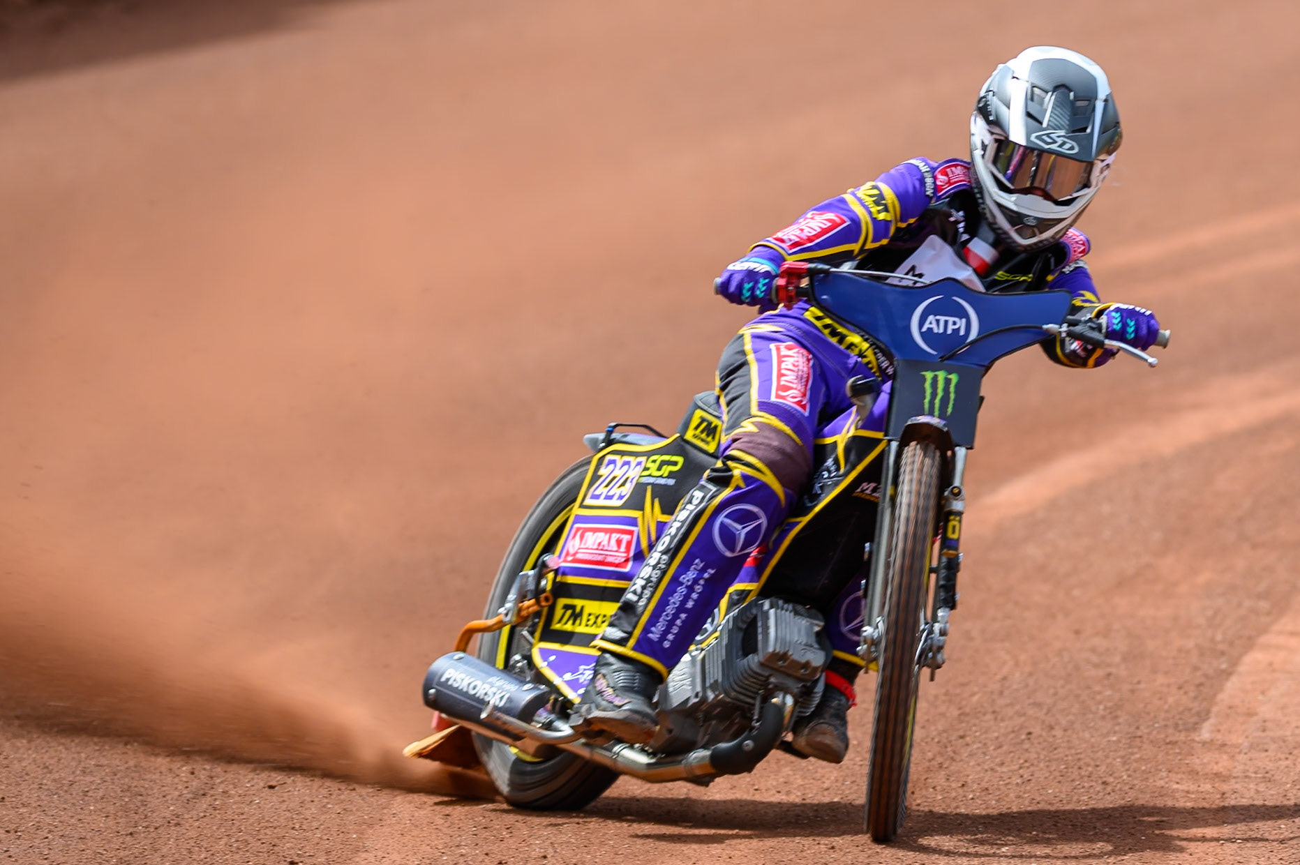 Kacper Woryna (223) of Poland during practice for the ATPI  FIM Speedway GP of Manchester at the National Speedway Stadium, Manchester on Friday 5th June 2026. (Photo: Ian Charles | MI News)
