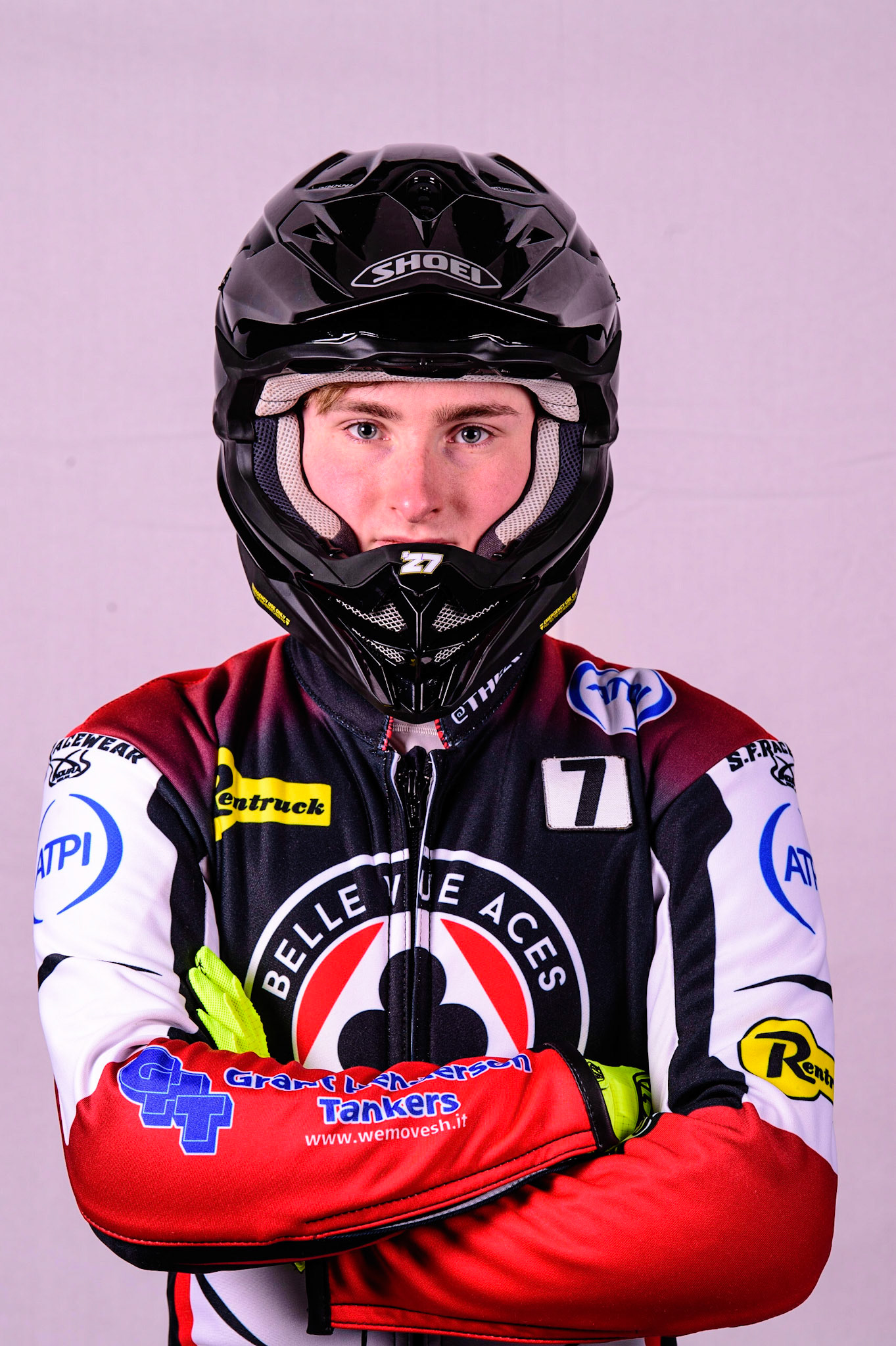 MANCHESTER, UK. MAR 14TH Tom Brennan - Belle Vue 'ATPI' Aces during the Belle Vue Speedway Media Day at the National Speedway Stadium, Manchester on Monday 14th March 2022. (Credit: Ian Charles | MI News)