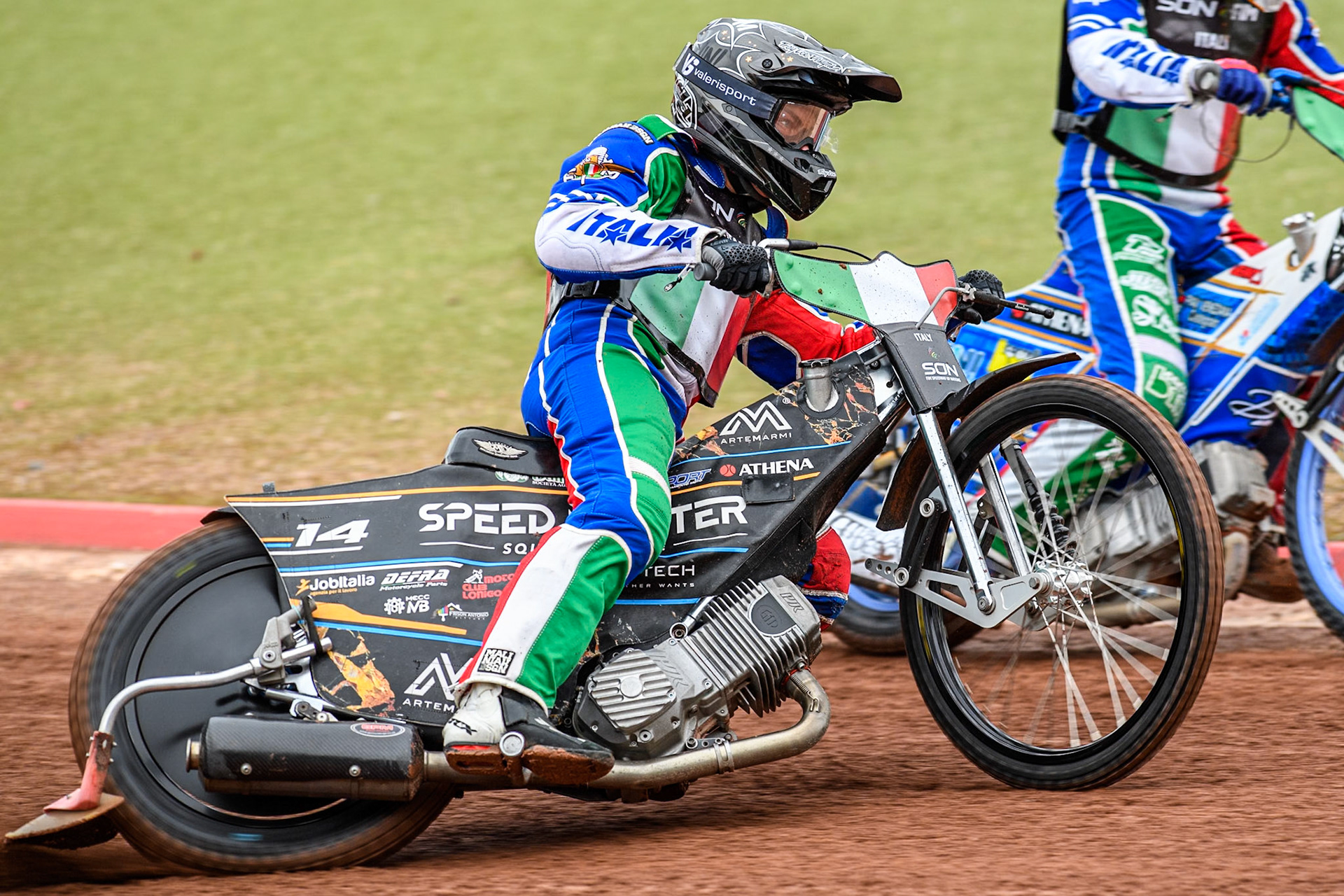 Nicolas Vicentin of Italy practices during the Monster Energy FIM Speedway of Nations Semi-Final 1 at the National Speedway Stadium, Manchester on Tuesday 9th July 2024. (Photo: Ian Charles | MI News)
