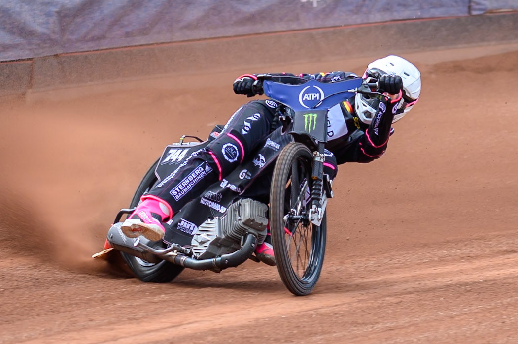 Kai Huckenbeck (744) of Germany during practice for the ATPI  FIM Speedway GP of Manchester at the National Speedway Stadium, Manchester on Friday 5th June 2026. (Photo: Ian Charles | MI News)