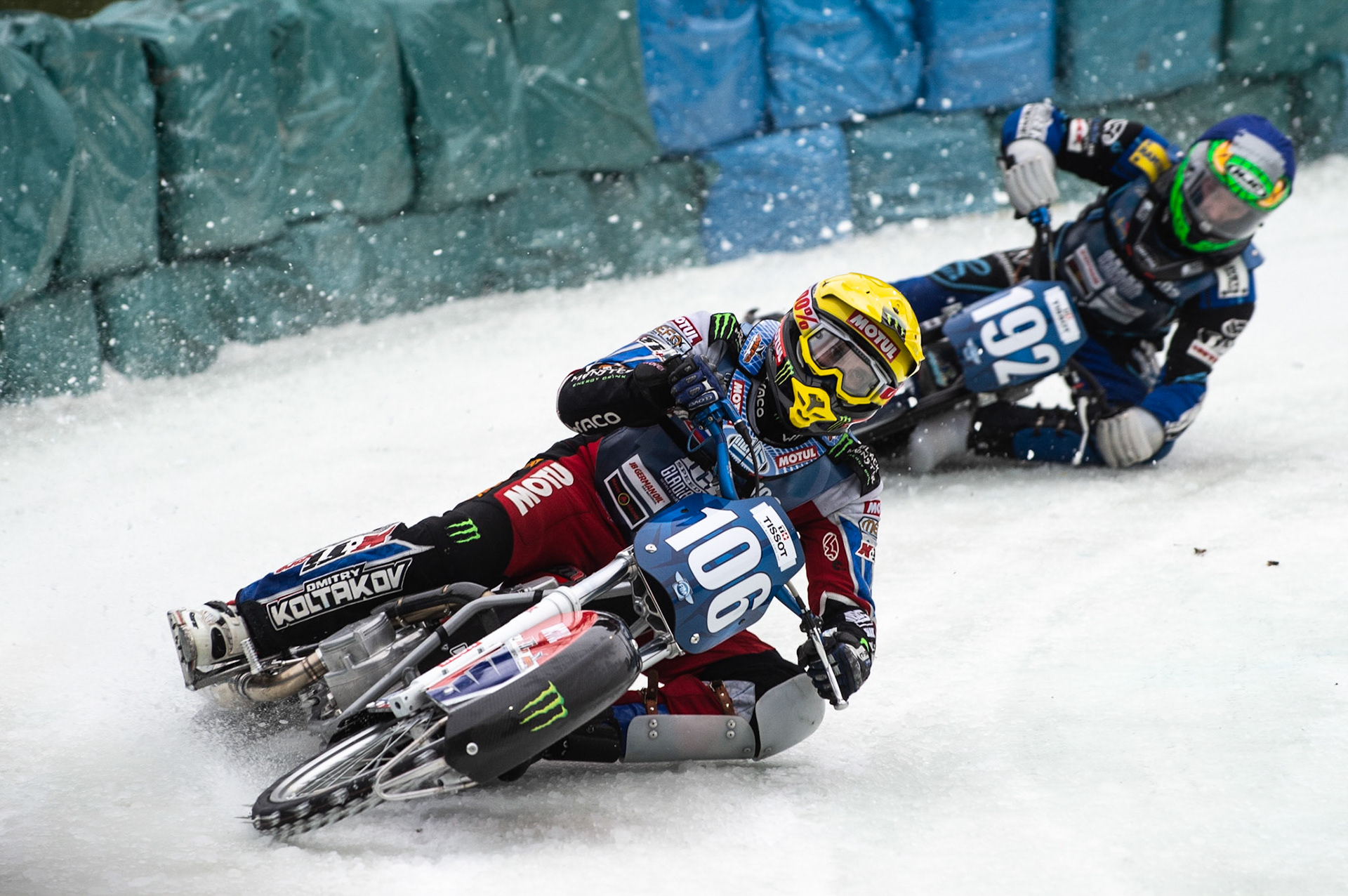 Photo: Ian Charles

Dmitri Koltakov (106) leads Niclas Svensson (192)

FIM Ice Speedway Gladiators World Championship, Final 3.2, Horst-Dohm Eisstadion, Berlin, Germany Sunday  3  March  2019