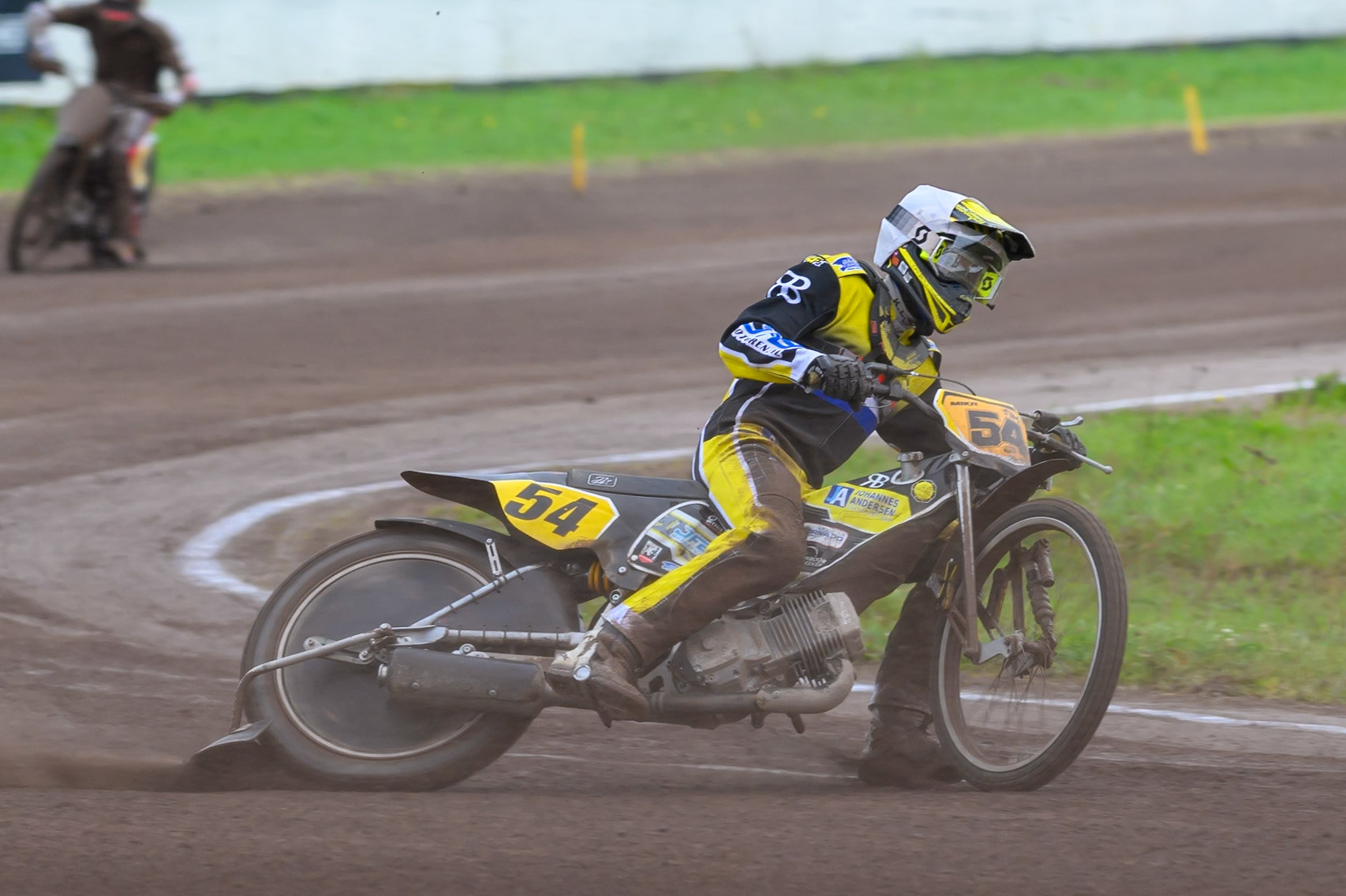 Mika Meijer (54) of The Netherlands in action during the FIM Long Track World Championship Final 4, at the Speed Centre Roden, Netherlands on Sunday 21st September 2025. (Photo: Ian Charles | MI News)during the FIM Long Track World Championship Final 4, at the Speed Centre, Roden on Sunday 21st September 2025. (Photo: Ian Charles | MI News)
