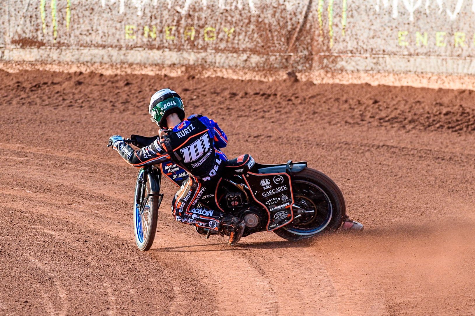 Brady Kurtz (101) of Australia in action during the ATPI FIM Speedway Grand Prix Round 5 at the National Speedway Stadium, Manchester, on Saturday 14th June 2025. (Photo: Ian Charles | MI News)