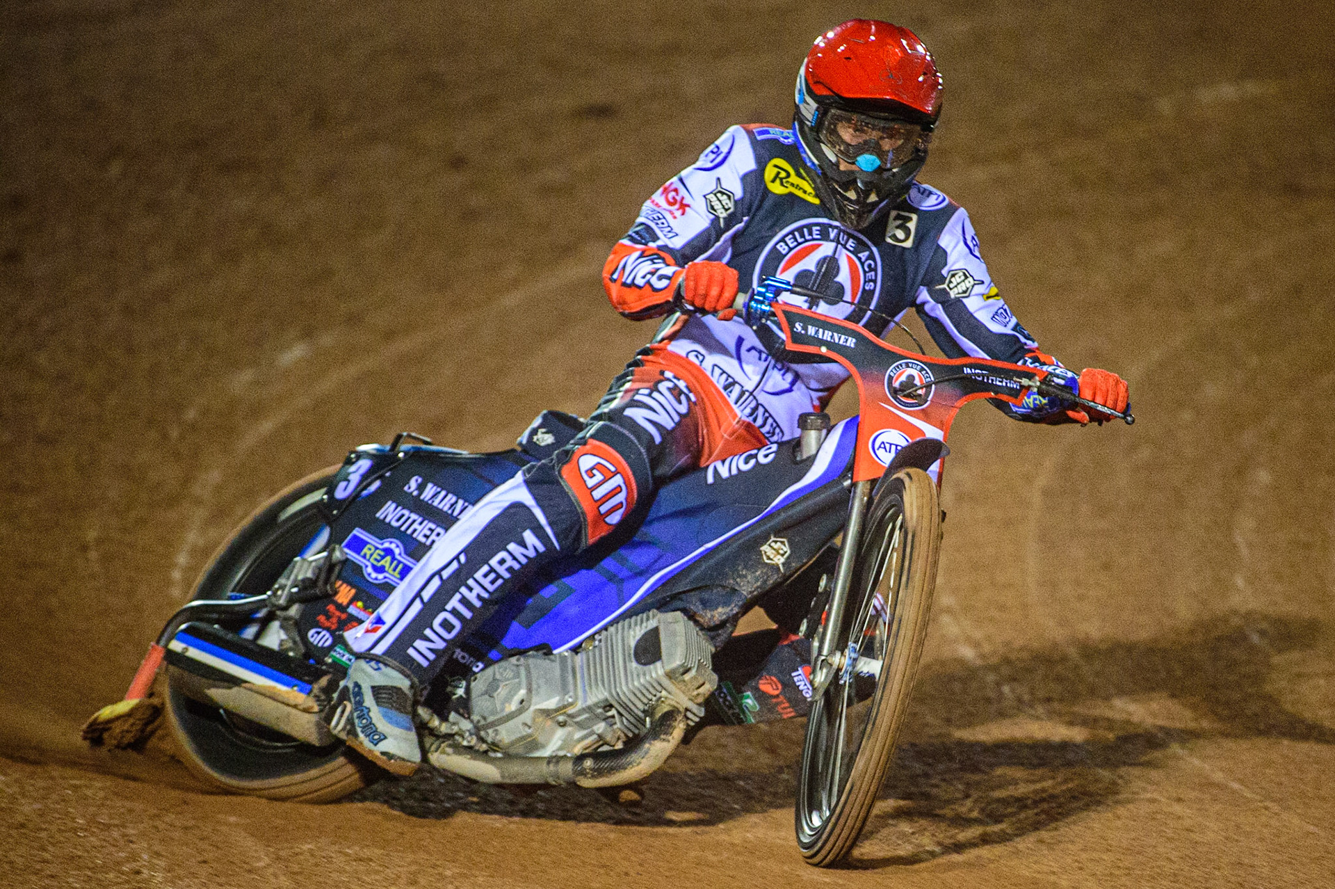 Matej Zagar  in action  for Belle Vue ATPI Aces  during the SGB Premiership Semi Final 2nd Leg between Belle Vue Aces and Ipswich Witches at the National Speedway Stadium, Manchester on Monday 3rd October 2022. (Credit: Ian Charles | MI News)