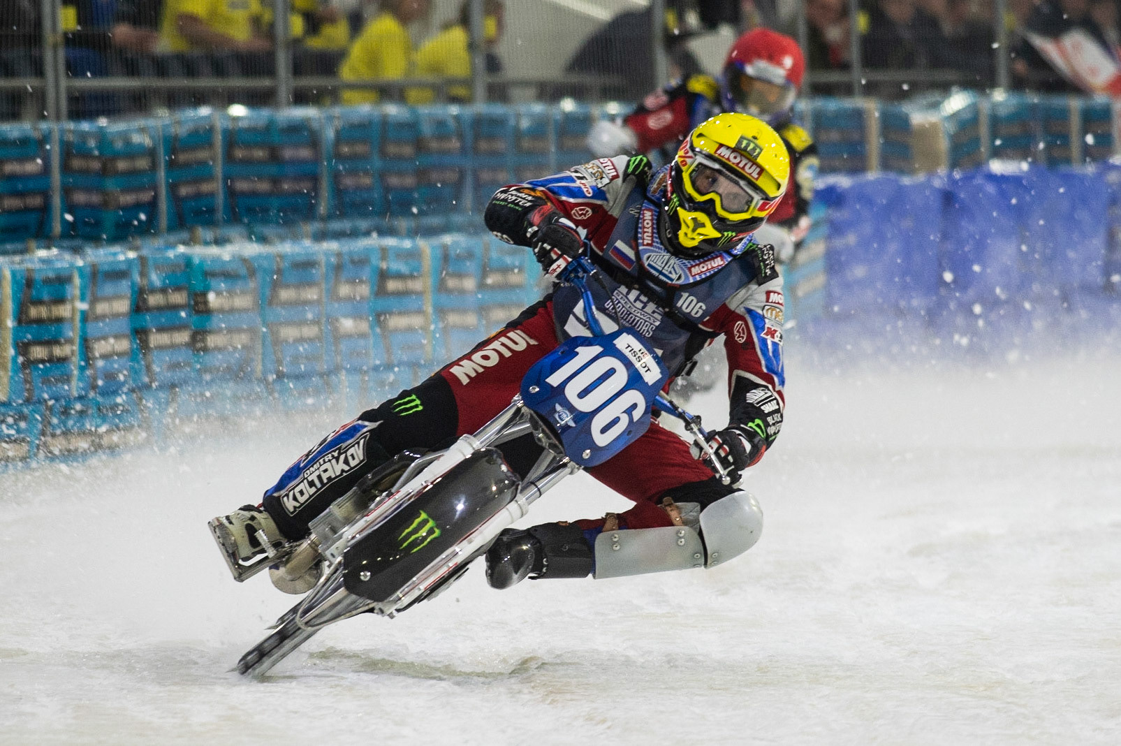 Photo: Ian Charles

Dmitri Koltakov (106) in action 

FIM Ice Speedway Gladiators World Championship, Event 5.1, Ice Rink Thialf, Heerenveen, Netherlands Saturday  30  March  2019