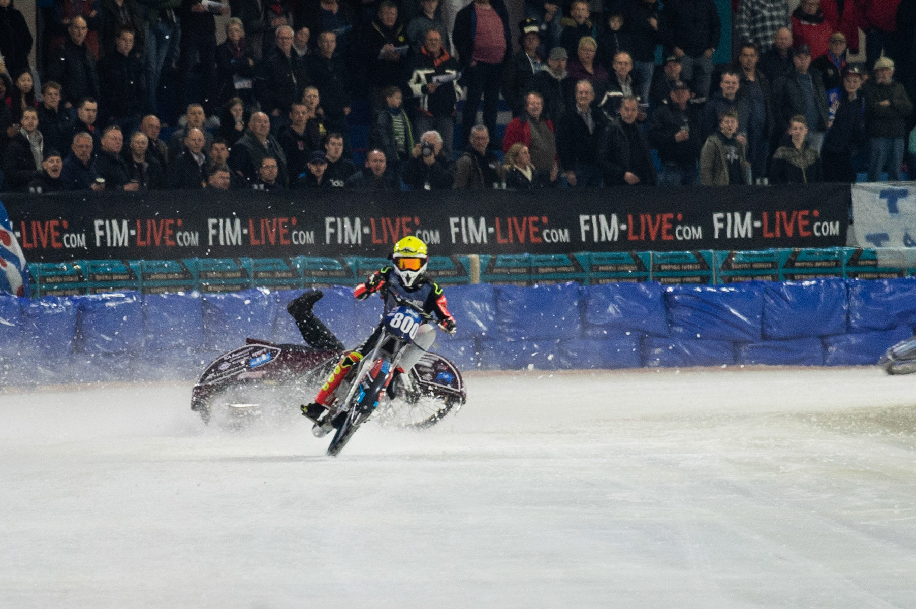 Photo: Ian Charles

Ove Ledstrom falls 

FIM Ice Speedway Gladiators World Championship, Event 5.2, Ice Rink Thialf, Heerenveen, Netherlands Sunday  31  March  2019