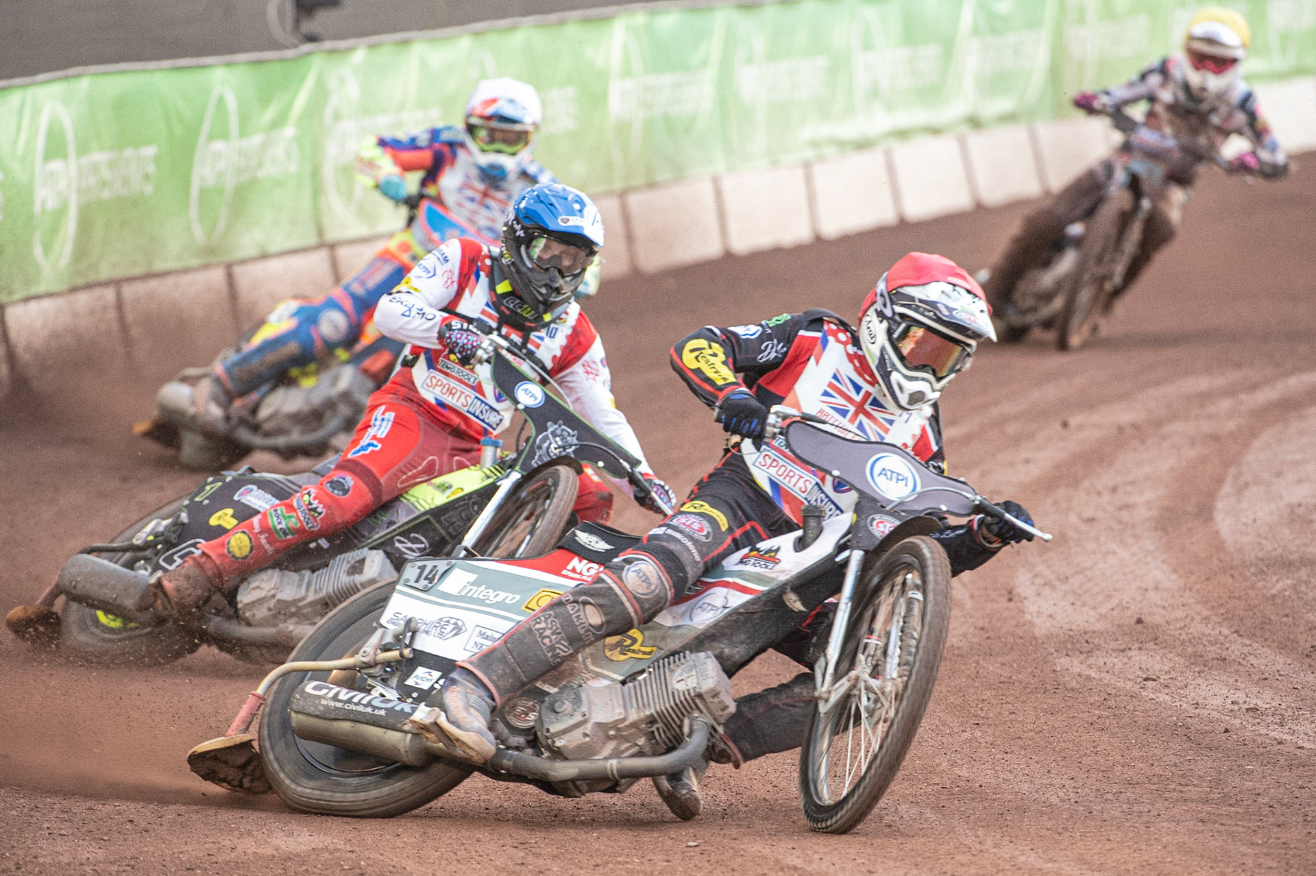 Photo: Ian Charles

Steve Worrall (Red) leads Craig Cook (Blue) Rory Schlein (White) and Danny Ayres (Yellow)

Sports Insure British Final,  Belle Vue National Speedway Stadium, Manchester Monday 29  July  2019