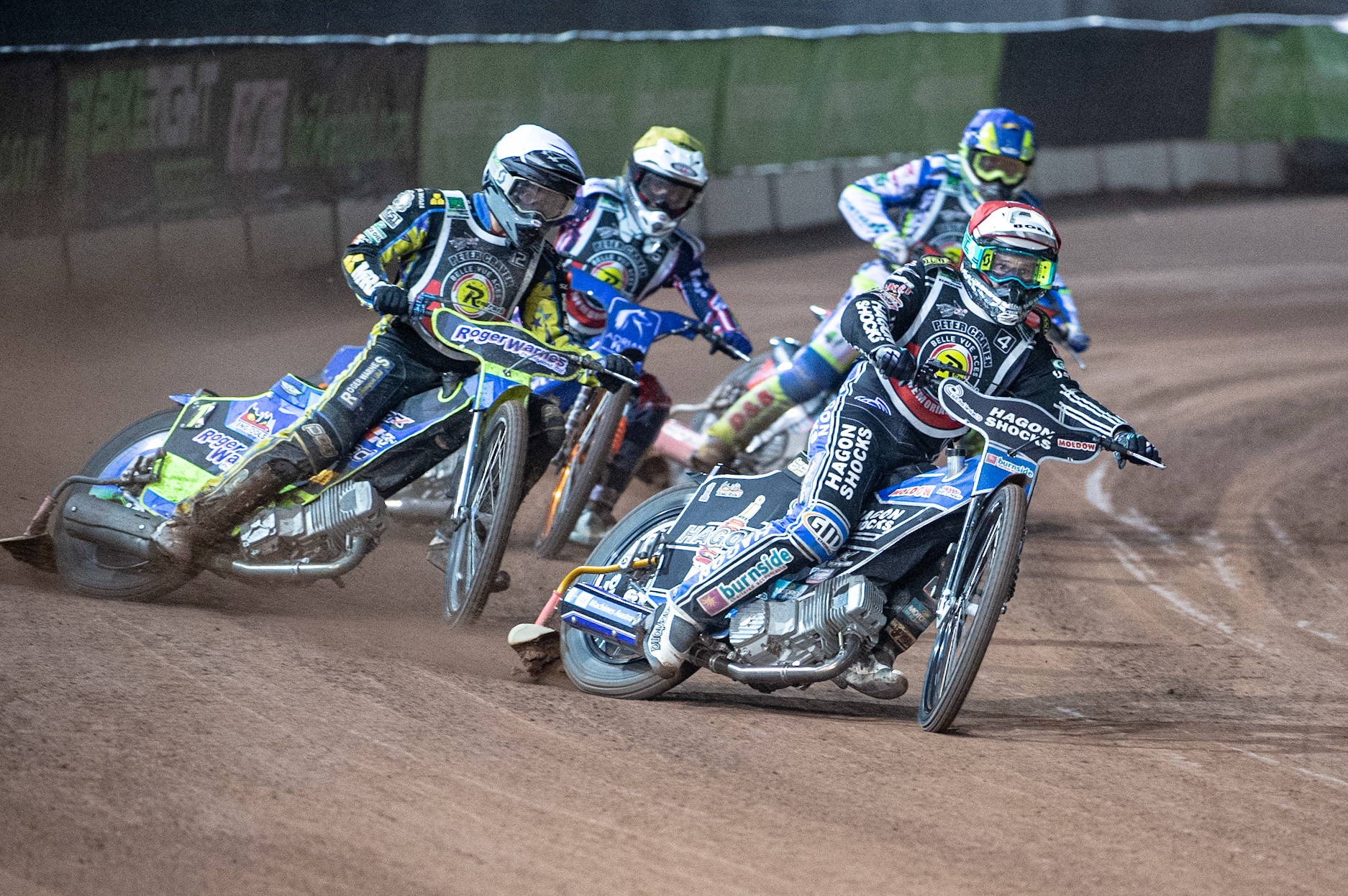 Photo: Ian CharlesJason Doyle (Red) leads Troy Batchelor (White) Lewis Kerr (Yellow) and Chris Harris (Blue)Peter Craven Memorial Trophy, National Speedway Stadium, Manchester Thursday  22  October  2020