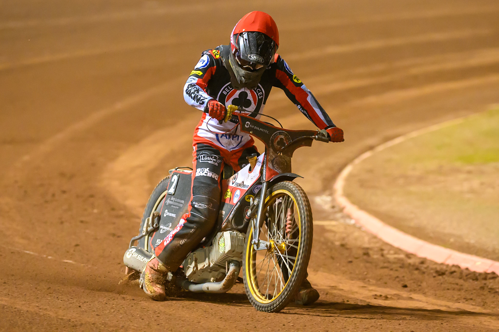 Norick Blödorn of Belle Vue Aces pulls up with engine trouble during the Rowe Motor Oil Premiership match between Belle Vue Aces and Sheffield Tigers at the National Speedway Stadium, Manchester on Monday 14th September 2026. (Photo: Ian Charles | MI News)