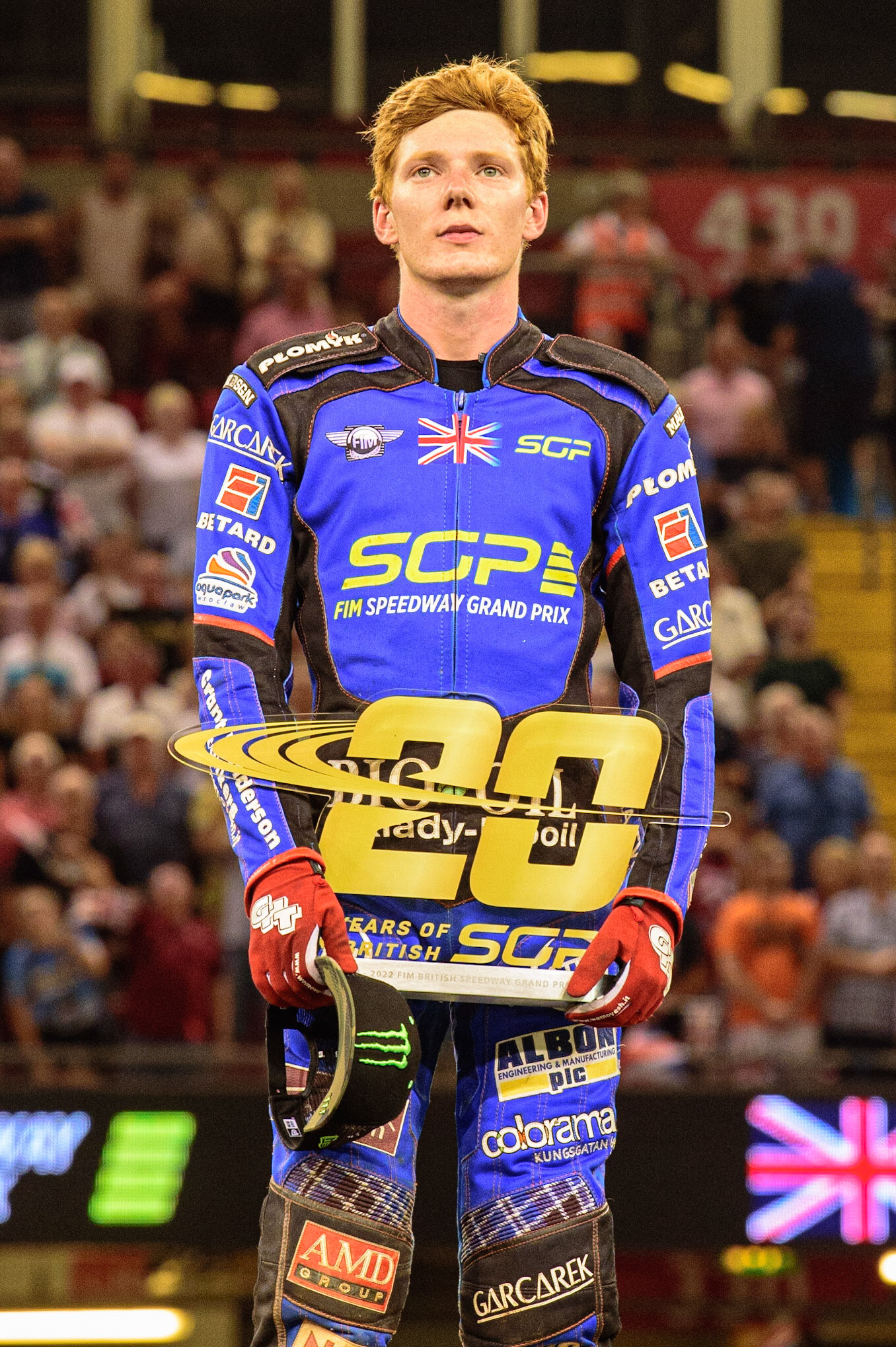 Dan Bewley (99) Winner of the FIM  Speedway Grand Prix of Great Britain at the Principality Stadium, Cardiff on Saturday 13th August 2022. (Credit: Ian Charles | MI News