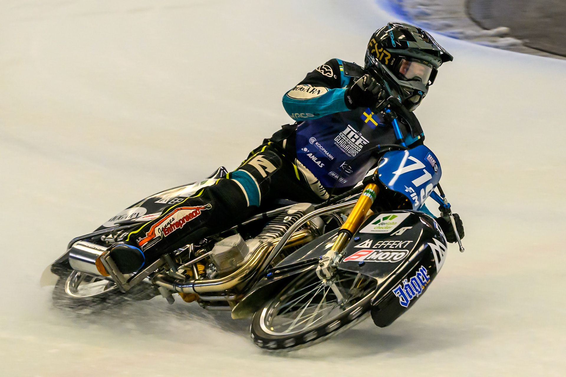 Filip Jäger (719) of Sweden during Practice for the Ice Speedway Gladiators World Championship Finals at Max-Aicher-Arena, Inzell on Friday 13th March 2026. (Photo: Ian Charles | MI News)