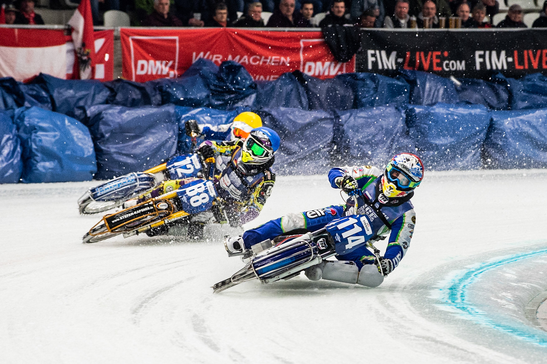 Photo: Ian Charles

Dinar Valeev (114) leads Max Niedermaier (88) and Tomi Tani (72)

FIM Ice Speedway Gladiators World Championship, Event 4.1, Max-Aicher-Arena, Inzell, Germany, Saturday 16 March 2019