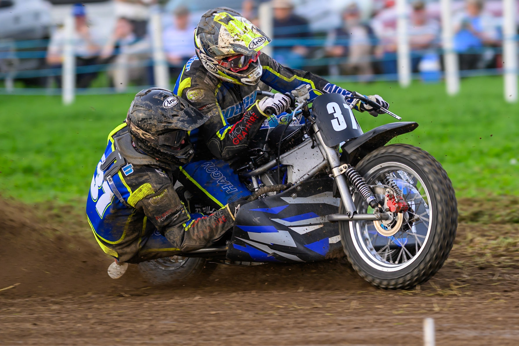 British Masters 1000cc Sidecars: Mark Cossar/Wayne Rickards (37)  during the British Masters Grasstrack Championship at Lower Marsh Farm, Much Hoole, Preston in Lancashire, England on Sunday 13th September 2026. (Photo: Ian Charles | MI News)