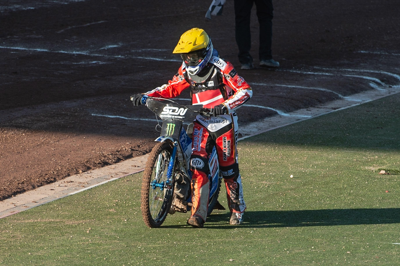 Photo: Ian Charles

Leon Madsen pushes his bike away from the start after the odd start to heat 2

Monster Energy FIM Speedway Of Nations, Race Off 2, Belle Vue National Speedway Stadium, Manchester 7 May  2019