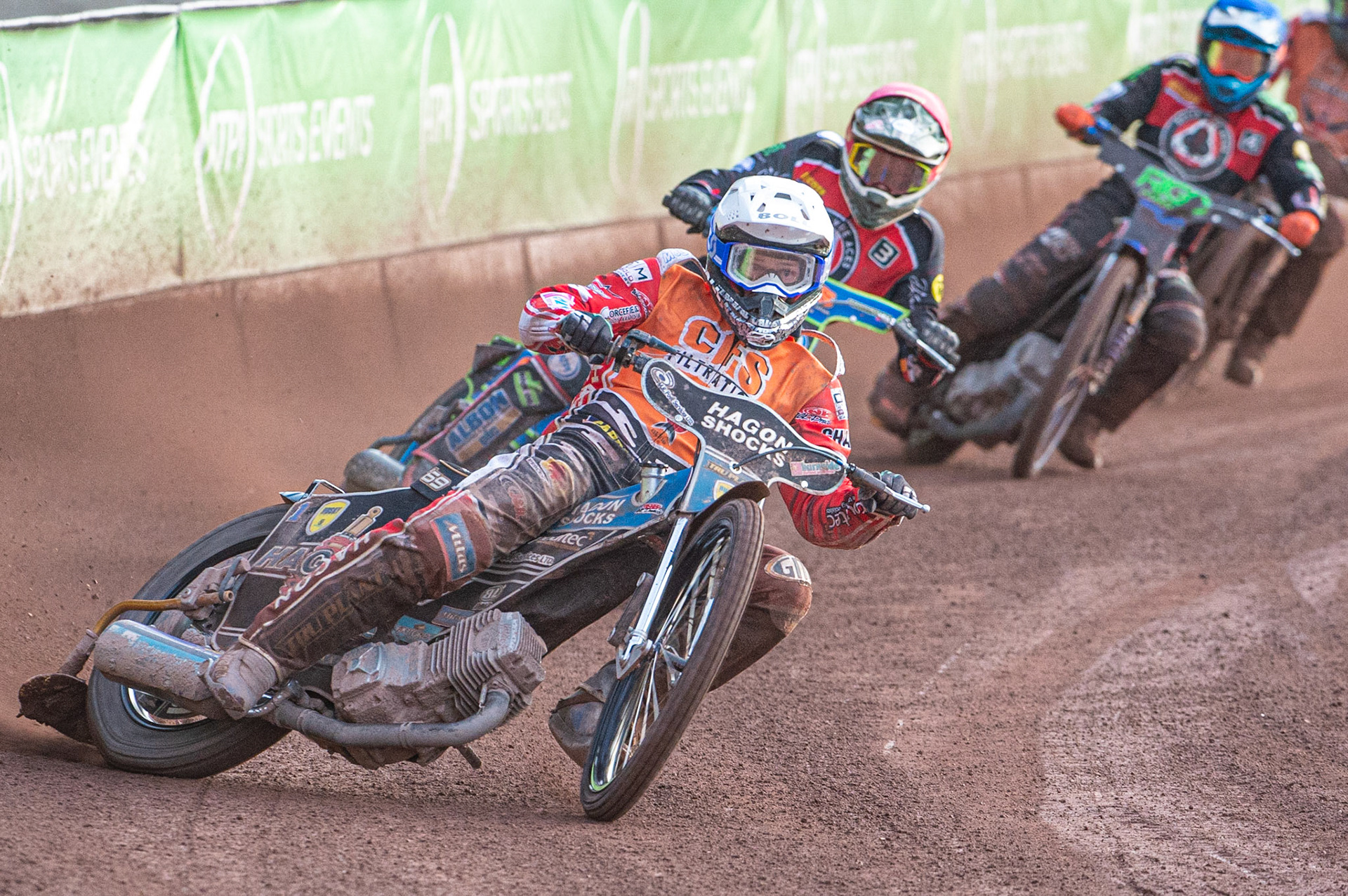 Photo by Ian Charles

Jason Doyle (White) leads Dan Bewley  (Red) and Dimitri Bergé  (Blue)


Belle Vue Aces v Swindon Robins, British Speedway Premiership, Belle Vue National Speedway Stadium, Manchester, Monday 12  August  2019