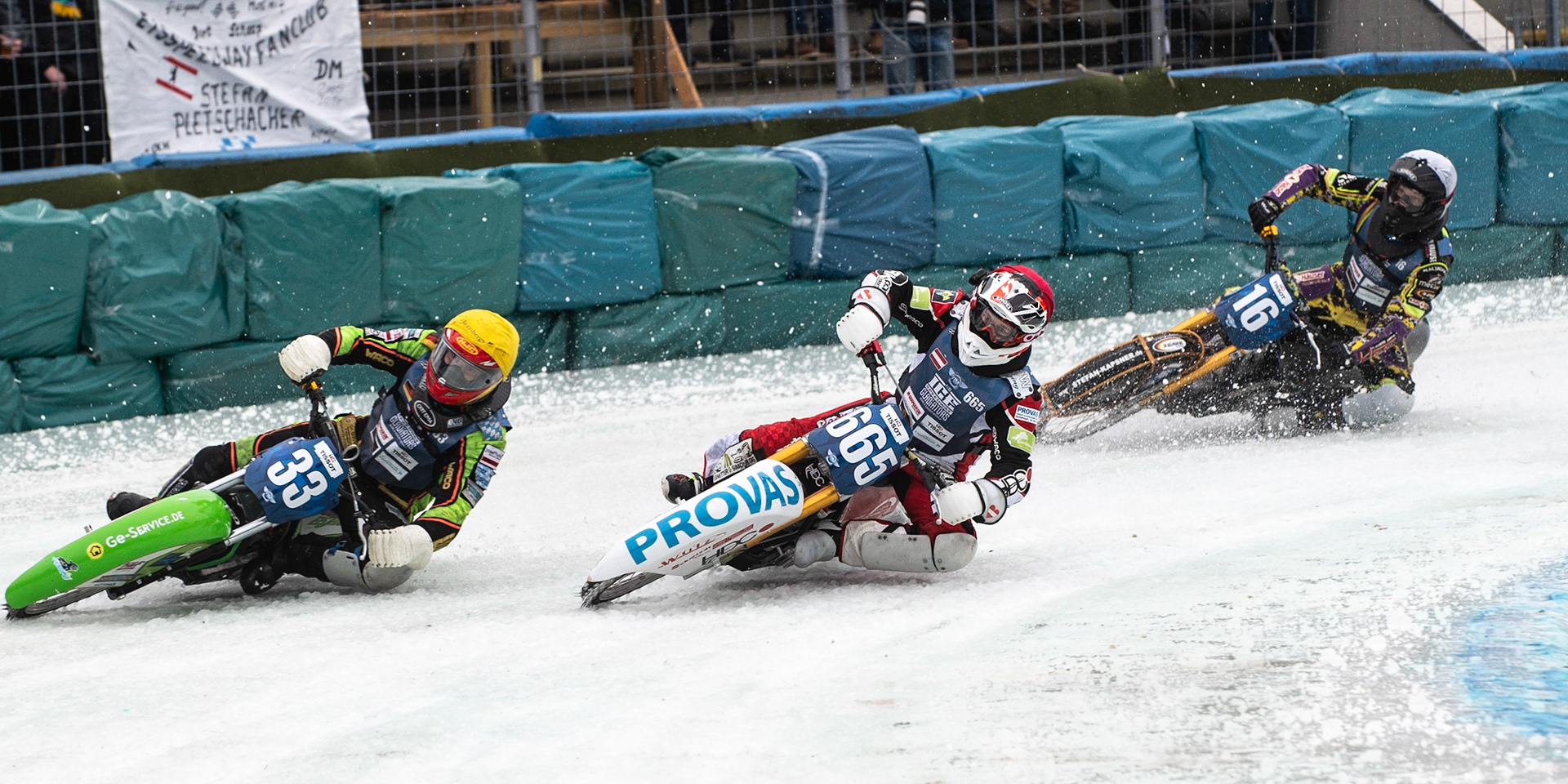 Photo: Ian Charles

Johann Weber (33) leads Charly Ebner (665) and Tobias Busch (16)

FIM Ice Speedway Gladiators World Championship, Final 3.2, Horst-Dohm Eisstadion, Berlin, Germany Sunday  3  March  2019