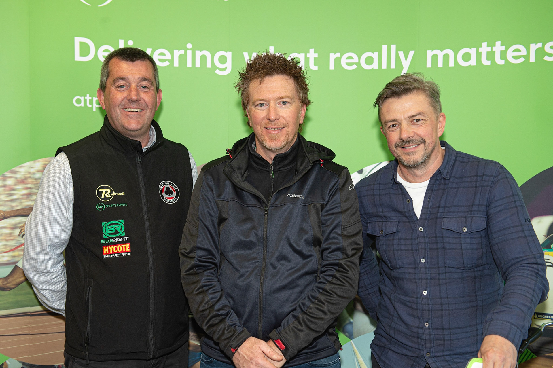 Photo: Ian Charles

(l-r) Adrian Smith (Belle Vue CEO), Jason Crump, Ian Sinders0n (ATPI)

Belle Vue Aces v Swindon Robins, British Speedway Premiership, Belle Vue National Speedway Stadium, Manchester, Monday 20  May  2019